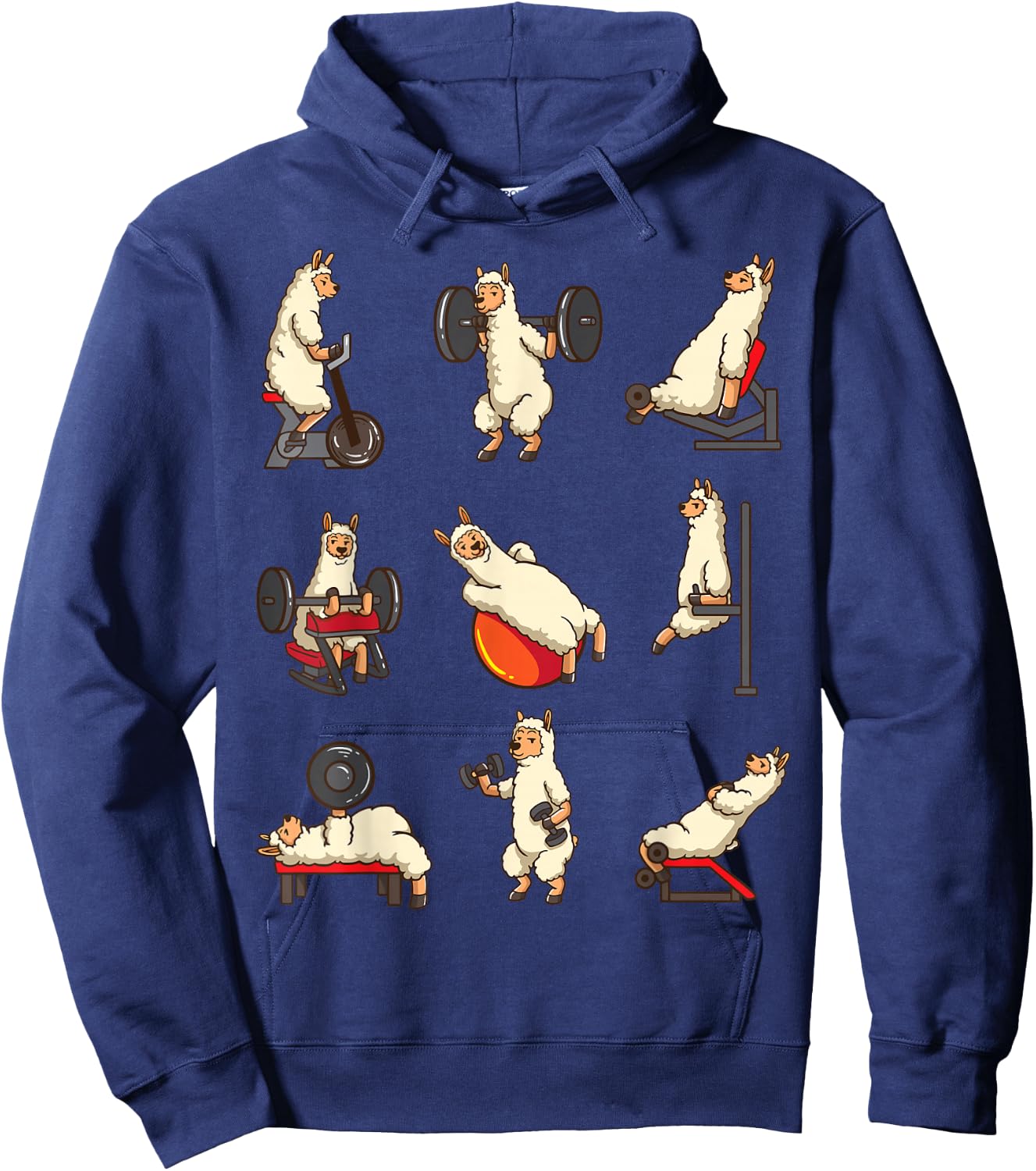 Lama Alpaca Animal Shirt Weightlifting Cardio Hoodie - Hoodie | Navy