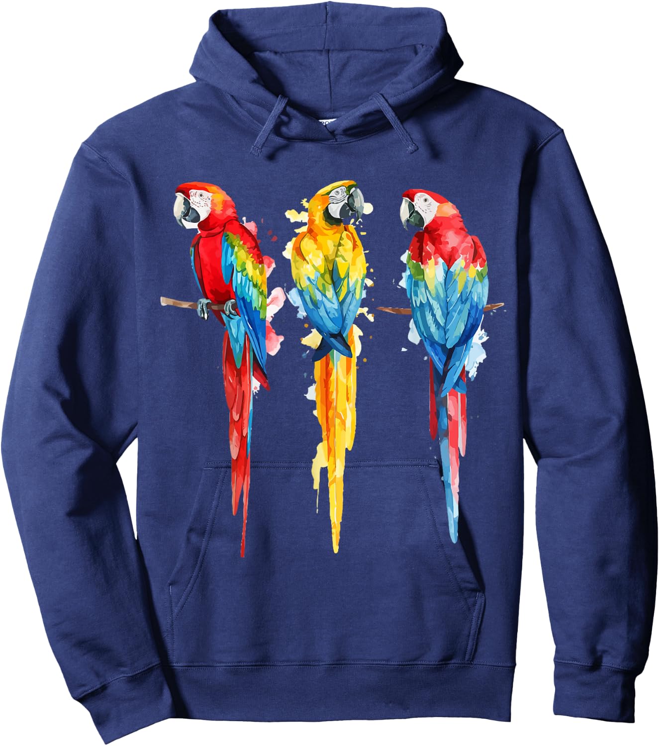 Colorful Parrot Watercolor Hoodie - Hoodie | Navy