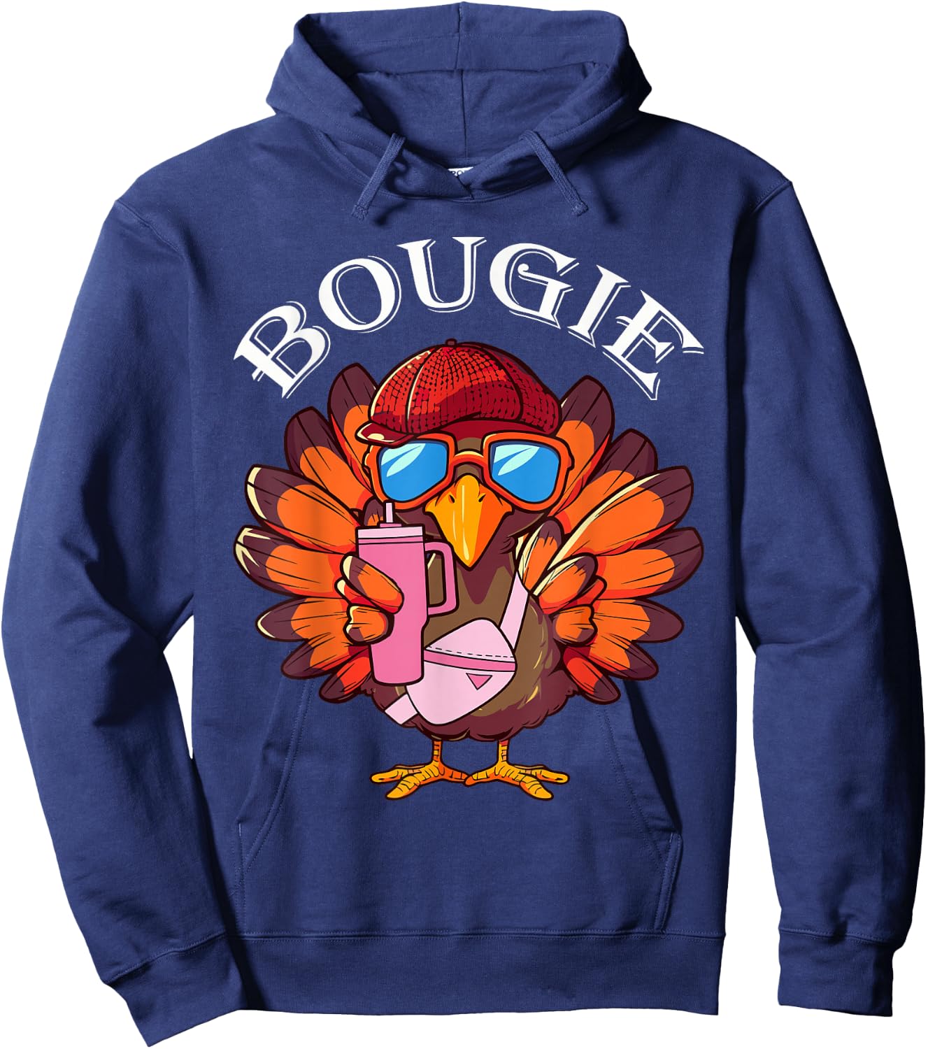 Funny Thanksgiving Turkey Trendy Bougie Fall Vibes Women Kid Hoodie - Hoodie | Navy