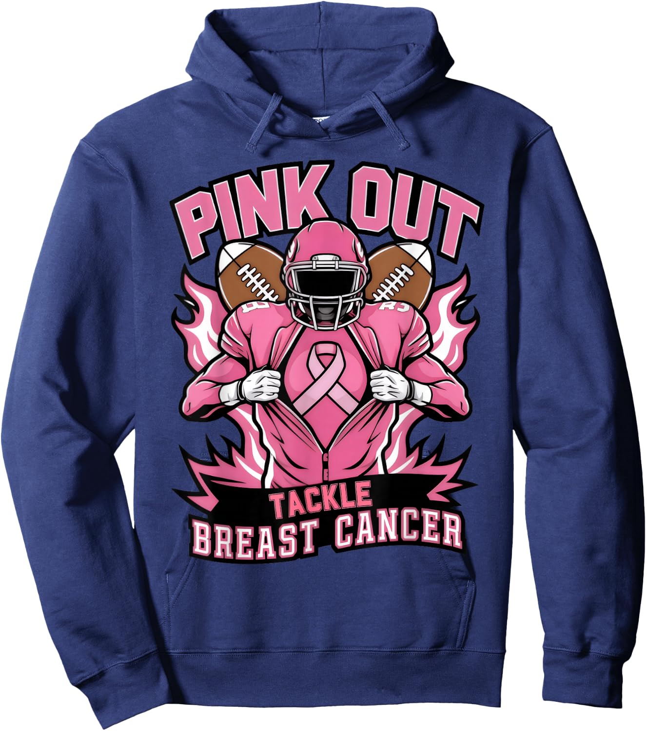 Pink Out Tackle Breast Cancer Awareness American Football Hoodie - Hoodie | Navy