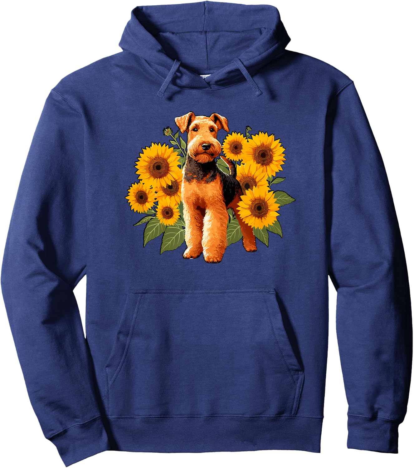 Funny & Girls Sunflowers Airedale Terrier Dog Lover Hoodie - Hoodie | Navy