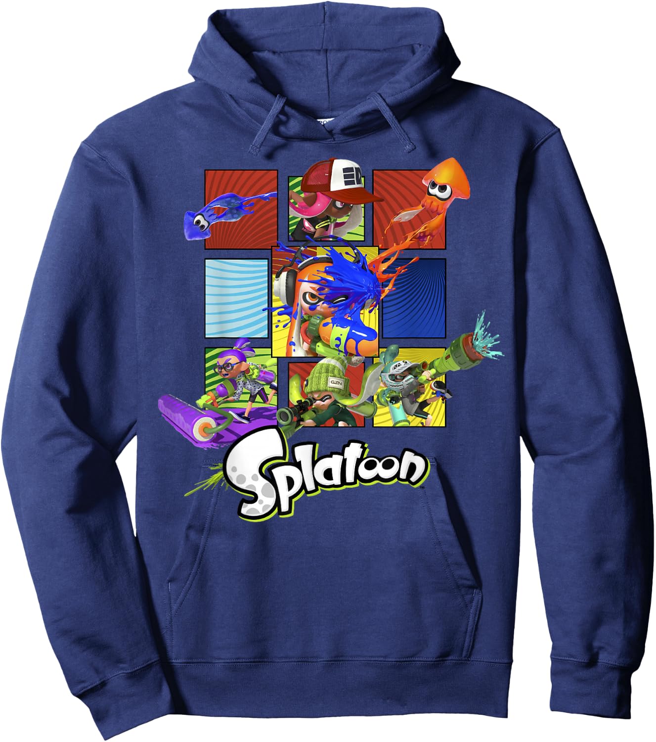 Nintendo Splatoon Inklings in Action Boxes Graphic Hoodie - Hoodie | Navy