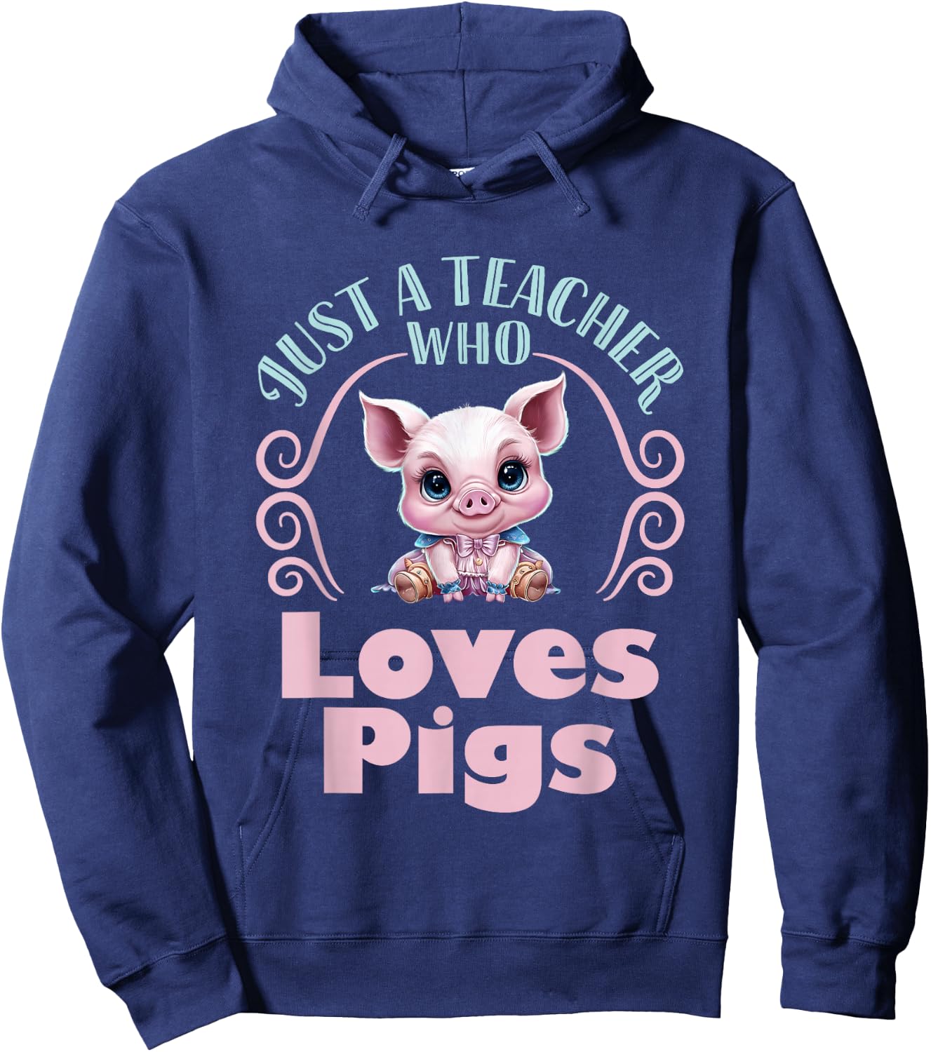 Just a Teacher Who Loves Pigs Pig Lover Back to School Hoodie - Hoodie | Navy