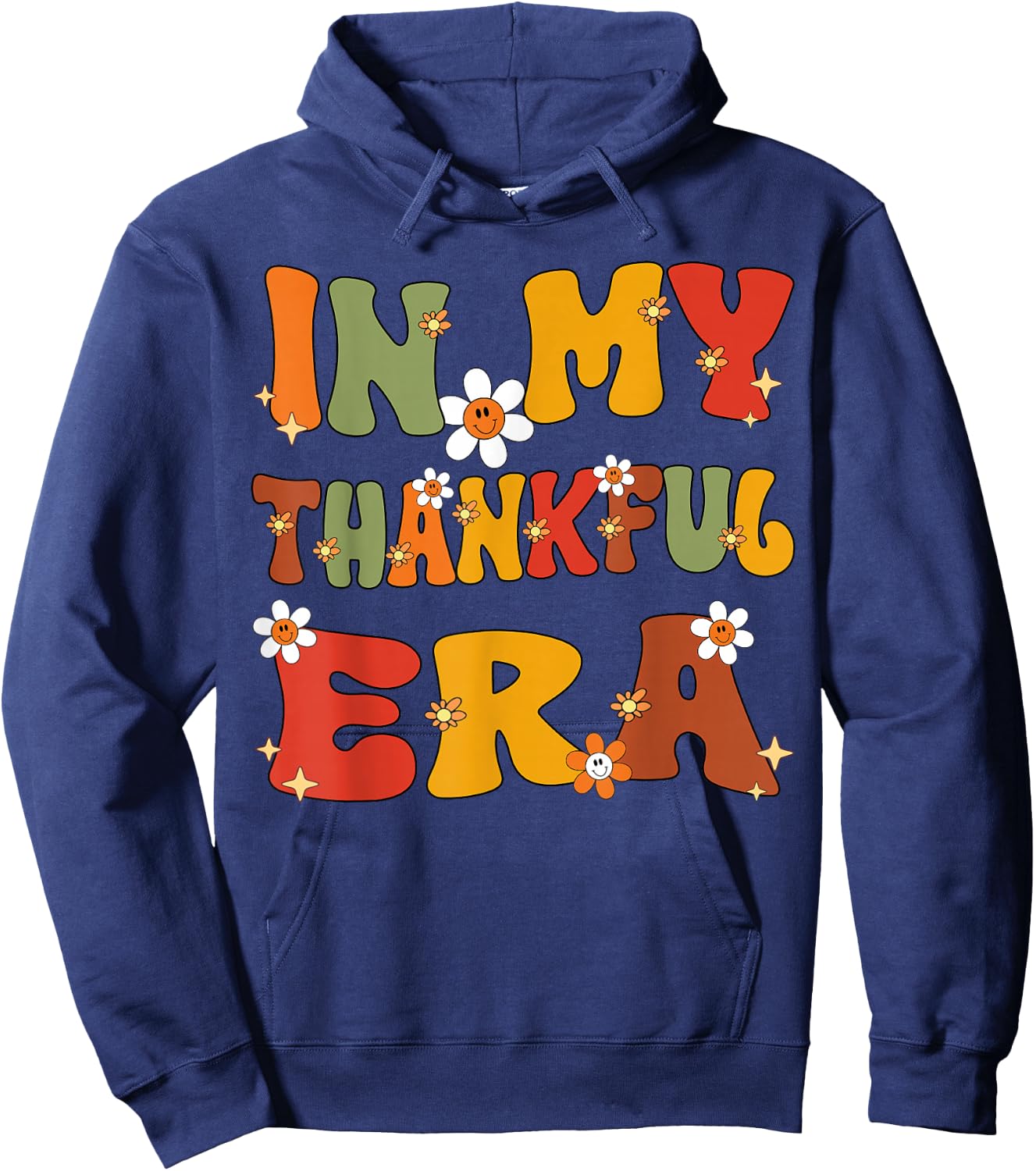 In My Thankful Era Retro Groovy Thankful Thanksgiving Family Hoodie - Hoodie | Navy