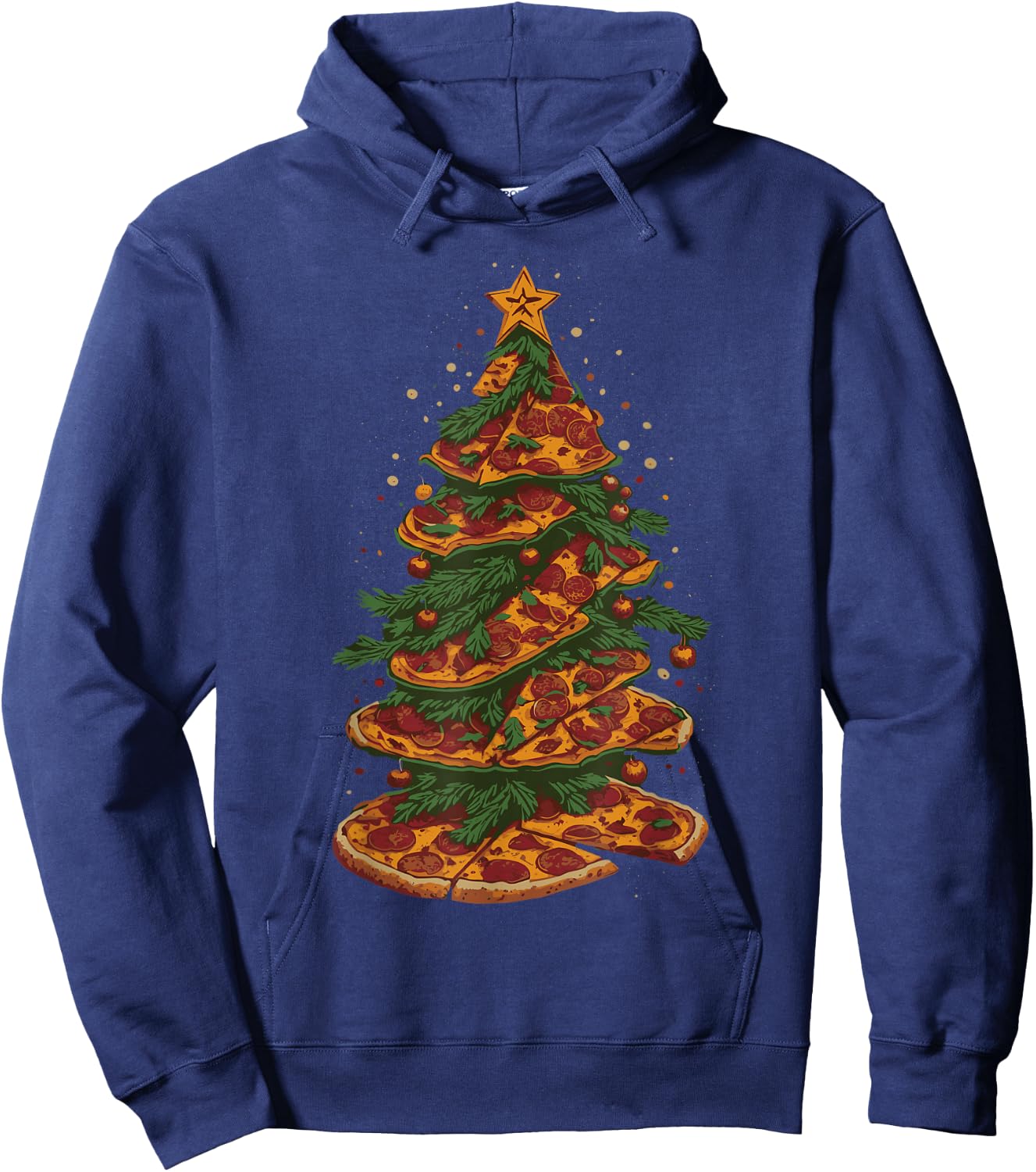 Funny Pizza Christmas Tree Pizza Lover Xmas Kids Hoodie - Hoodie | Navy