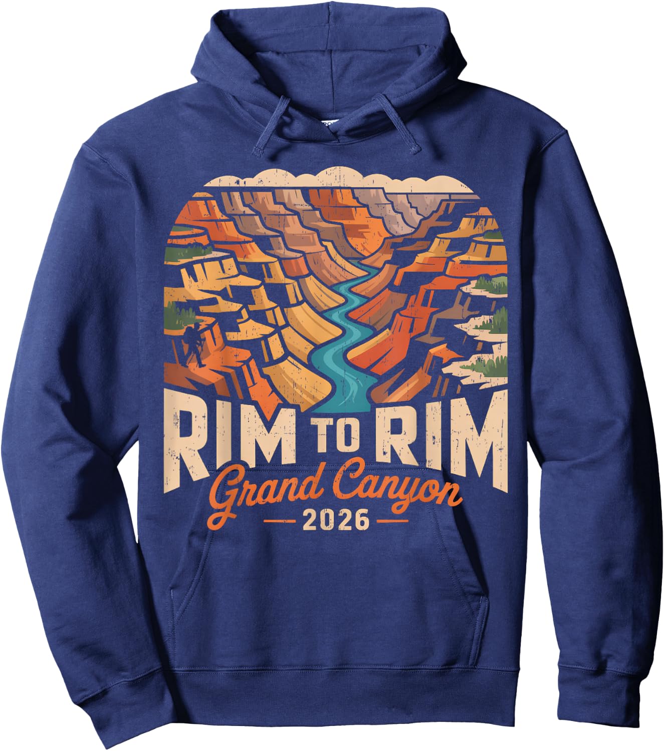 Retro South Rim to North Rim Grand Canyon 2026 Hiking Hoodie - Hoodie | Navy