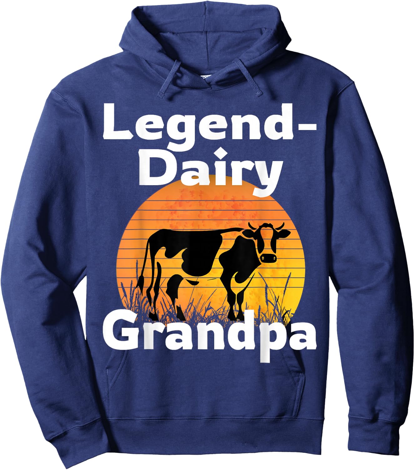 Funny Legend Dairy Grandpa Retro Cow Farmer Dairy Farming Hoodie - Hoodie | Navy
