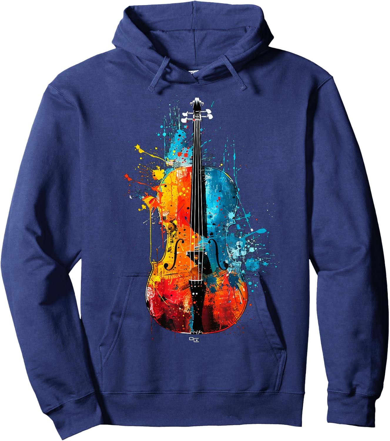 Colorful Artistic Cello Pop Art Painted , Black, S Hoodie - Hoodie | Navy