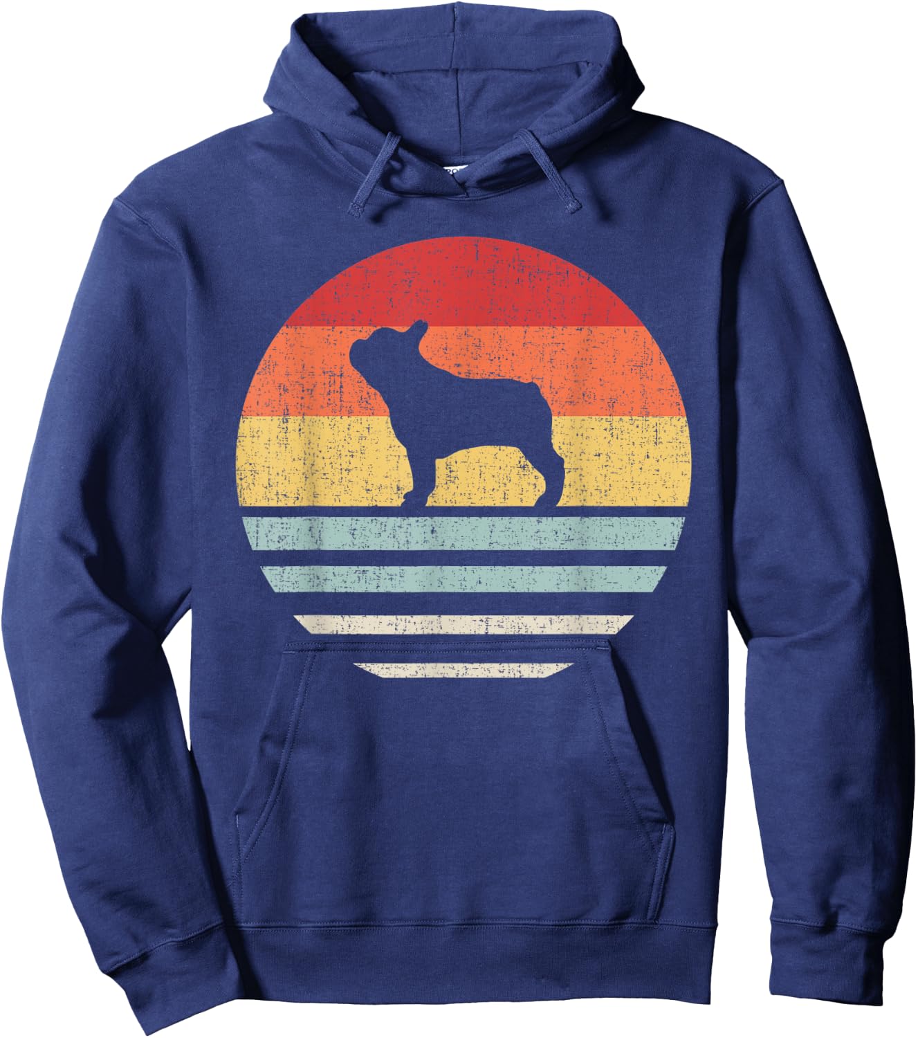 Vintage Retro French Bulldog Dog Mom Dad Gift Cute Dog Lover Men Women Kids Hoodie - Hoodie | Navy