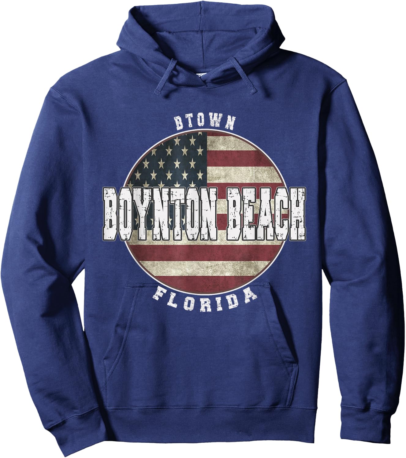 Boynton Beach Florida, Vintage American Flag Hoodie - Hoodie | Navy