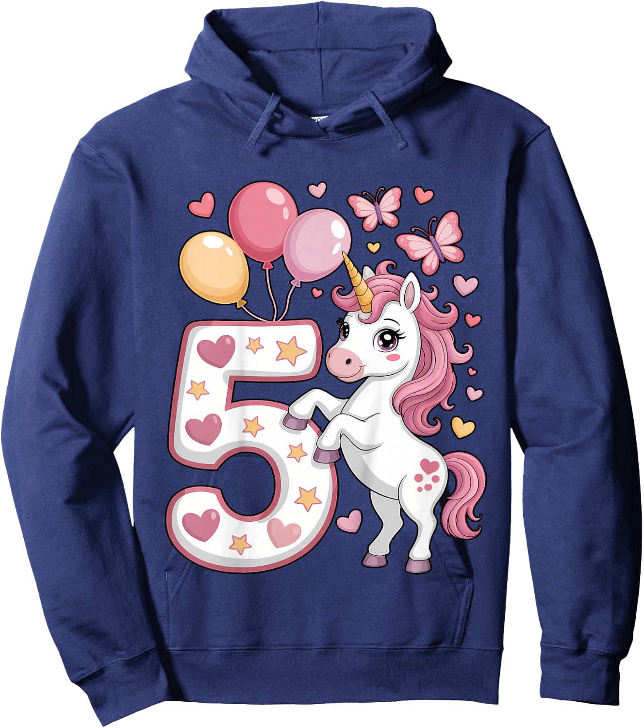 Einhorn 5. Geburtstag Mädchen Alter 5 Pferd I Am 5 Jahre alt Kinder Hoodie - Hoodie | Navy