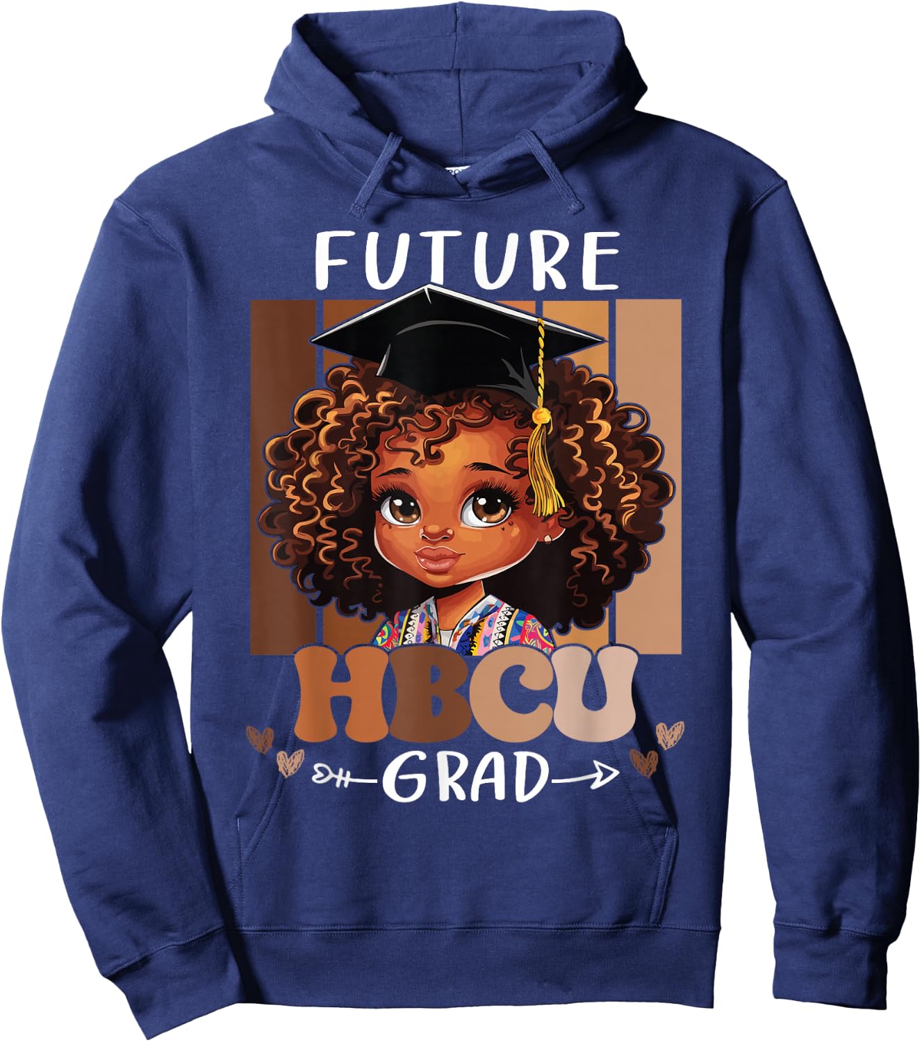 Future HBCU Grad kids Black Girl Afro Black History Month Hoodie - Hoodie | Navy