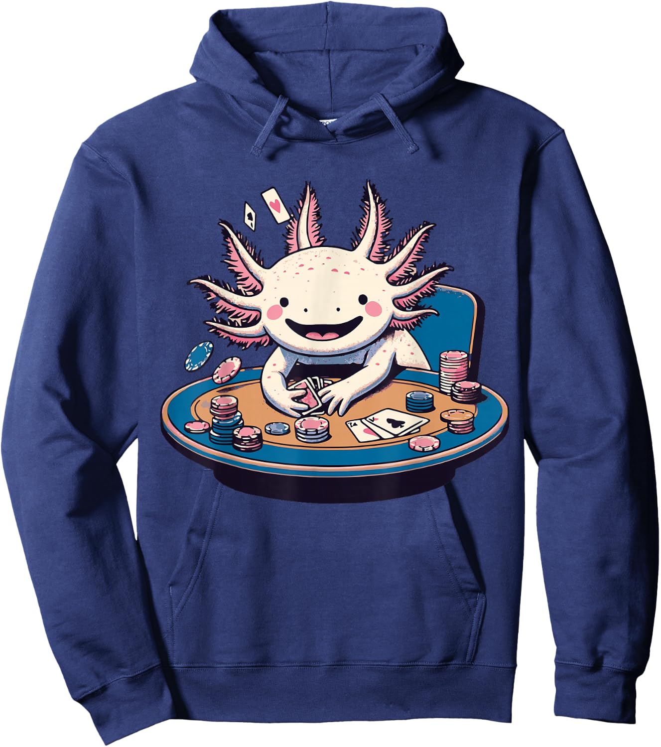 Axolotl Poker Anime Kawaii Axolotl Animal Card Games Lover Hoodie - Hoodie | Navy