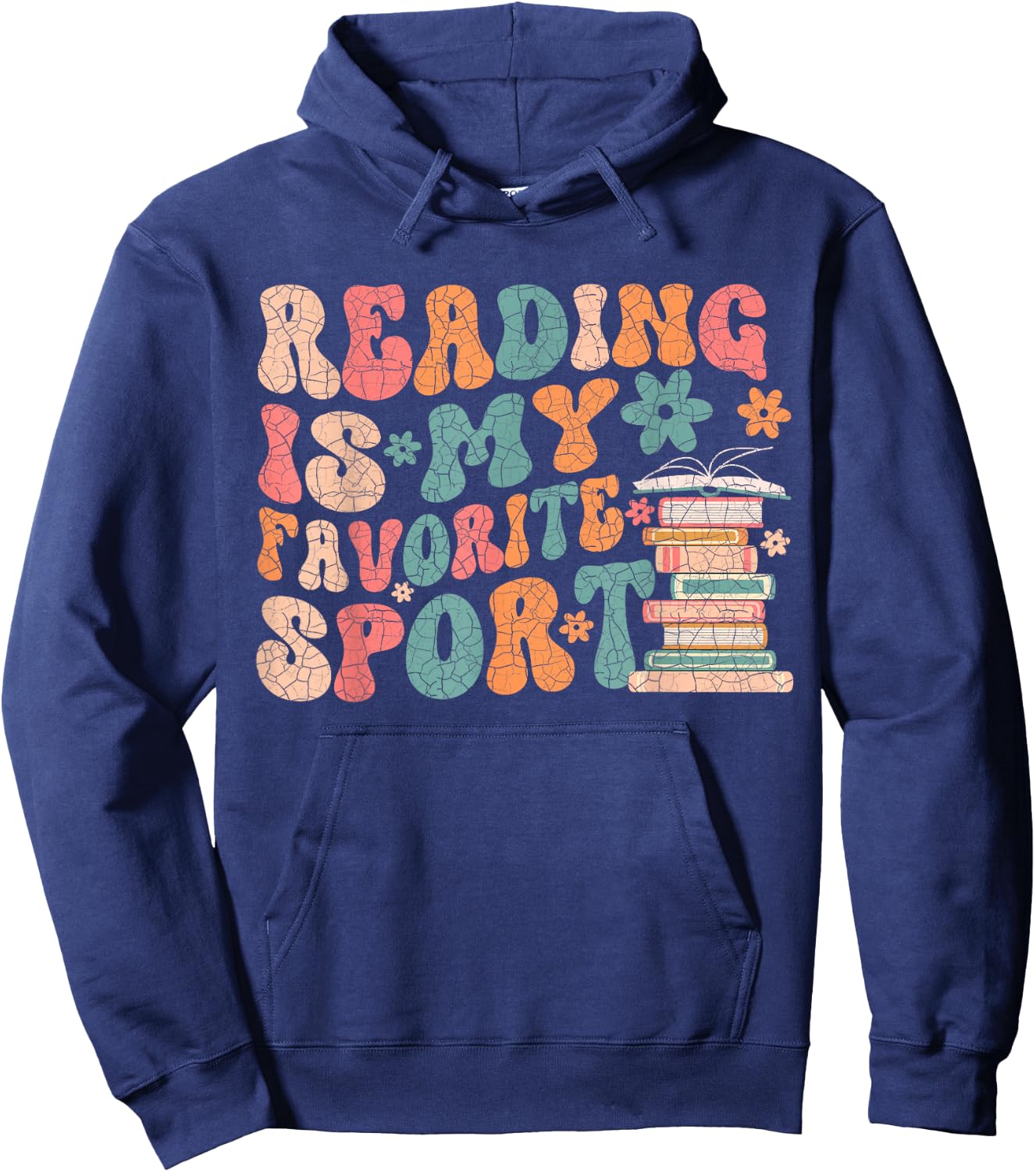 Funny Reading Is My Favorite Sport Retro Groovy Book Lovers Hoodie - Hoodie | Navy