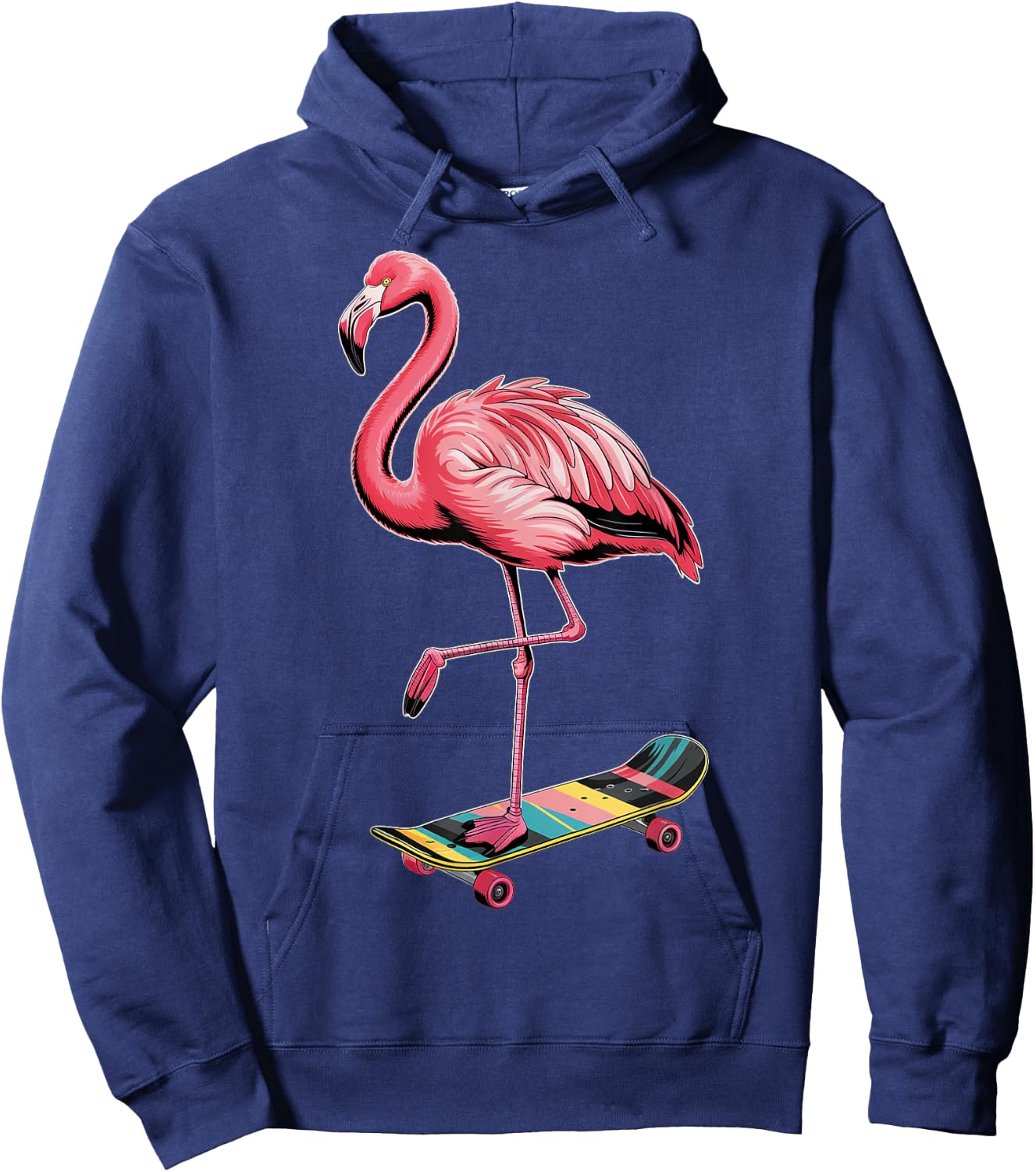 Stylish Flamingo Skateboard Enthusiast Hoodie - Hoodie | Navy
