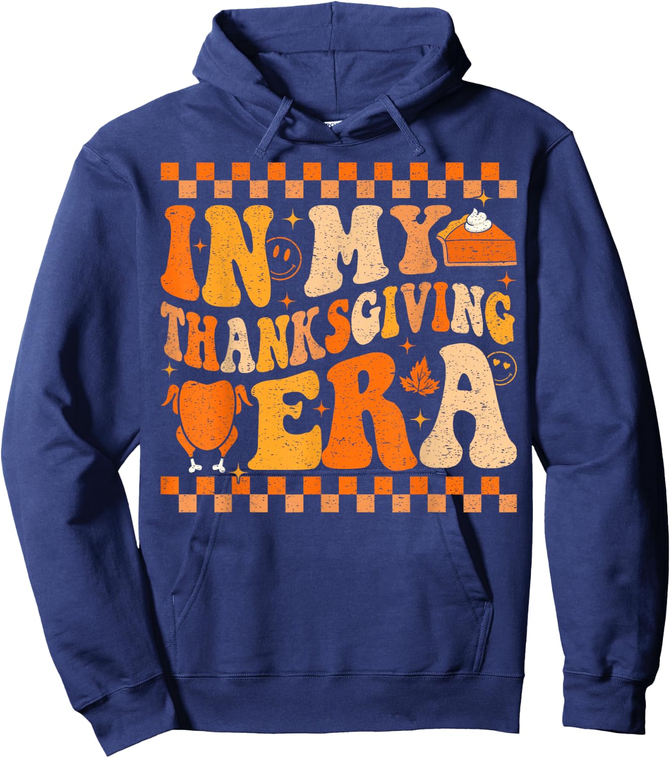Groovy Thanksgiving Turkey Hoodie - Hoodie | Navy