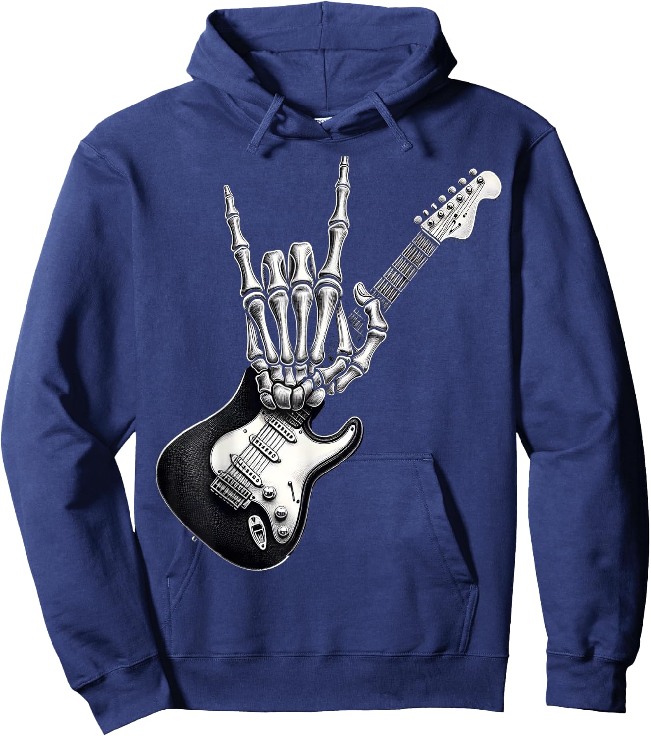 Old Rock On Skeleton Hand Cool Style Rock , Black, S Hoodie - Hoodie | Navy