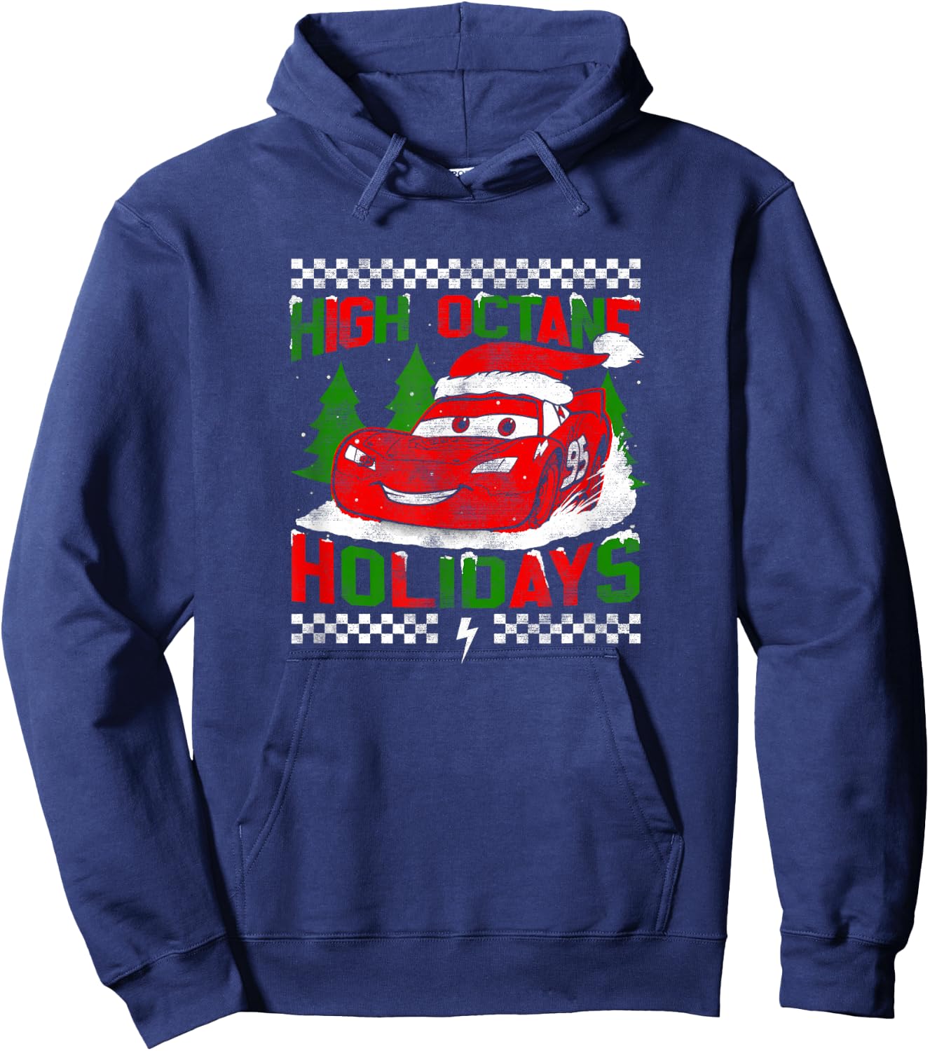 Disney Pixar Christmas Cars Lightning High Octane Holidays Hoodie - Hoodie | Navy