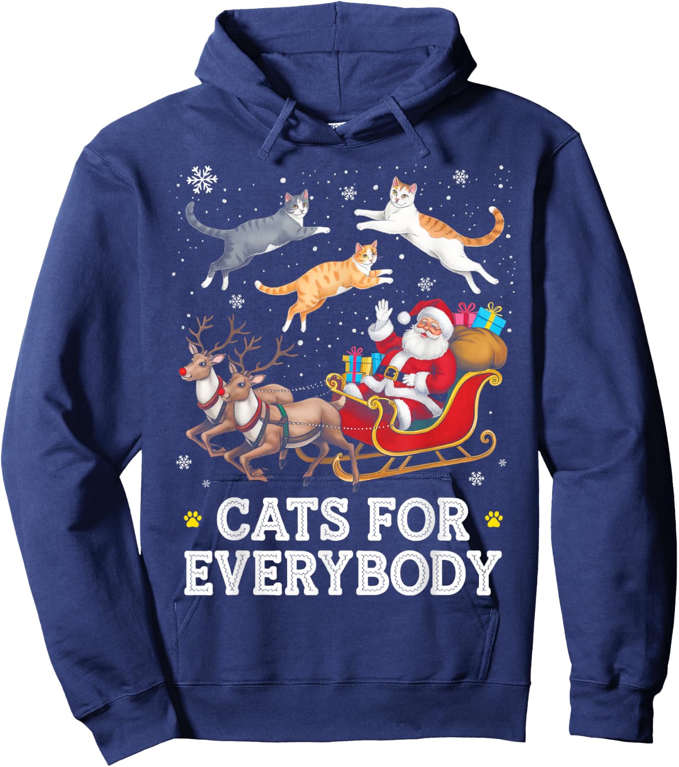 Cats for Everybody Christmas Funny Santa Cat Lover Xmas Hoodie - Hoodie | Navy