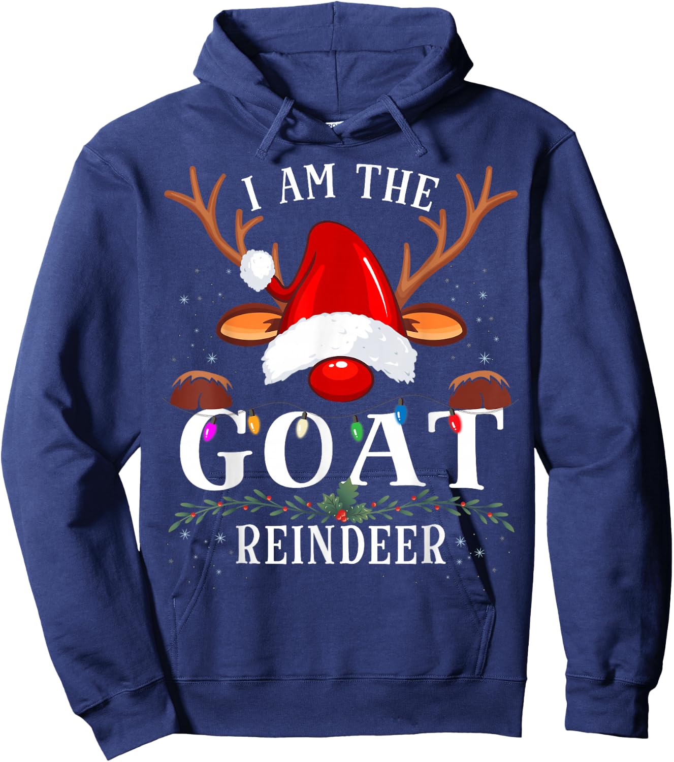 99 Gifts I Am The Goat Reindeer Christmas Family -Adults Black Short Sleeve Classic Fit Hoodie - Hoodie | Navy