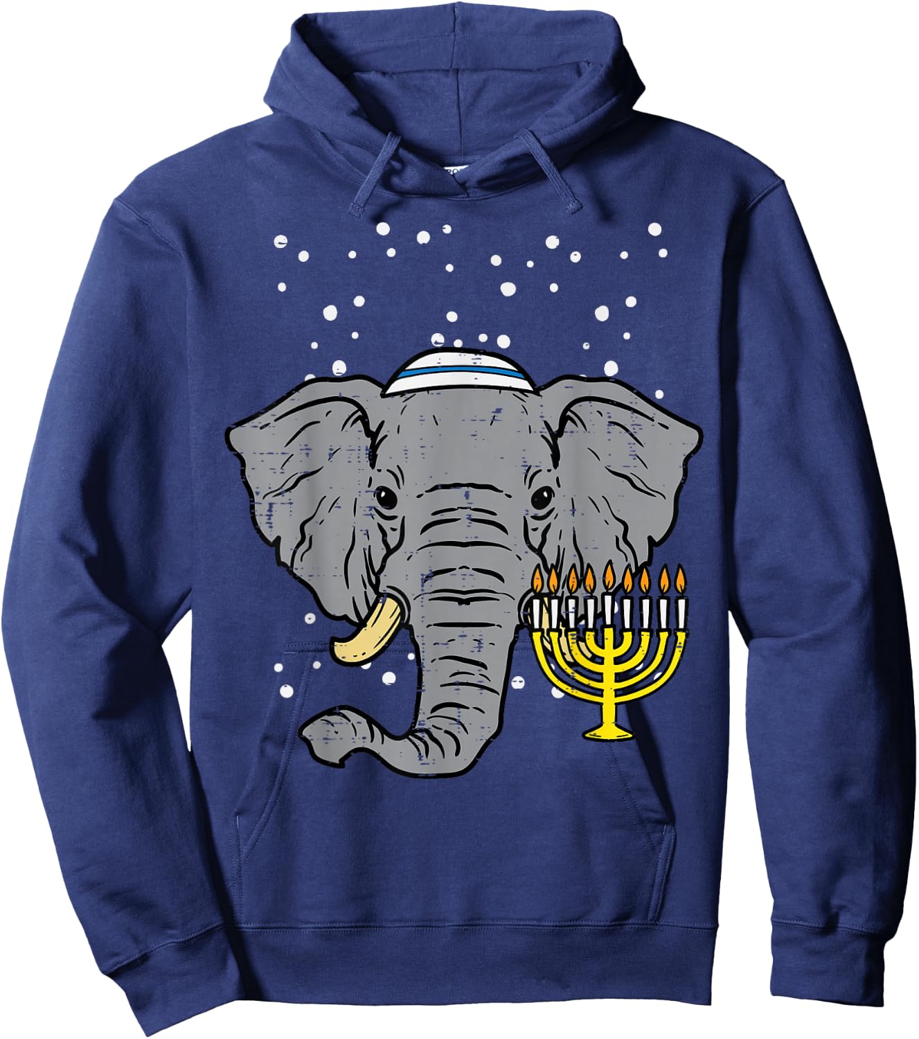 Hanukkah Elephant Chanukah Jewish Men Women Kids Boys Girls Hoodie - Hoodie | Navy