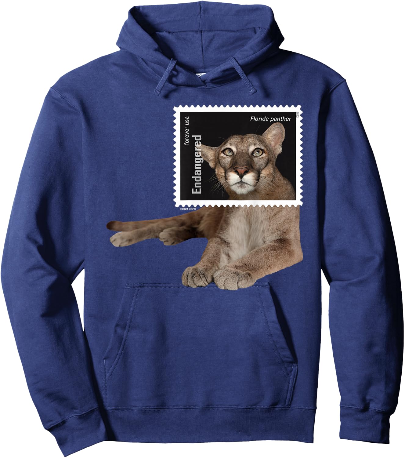 USPS Endangered Species Stamp Framed Florida Panther Hoodie - Hoodie | Navy