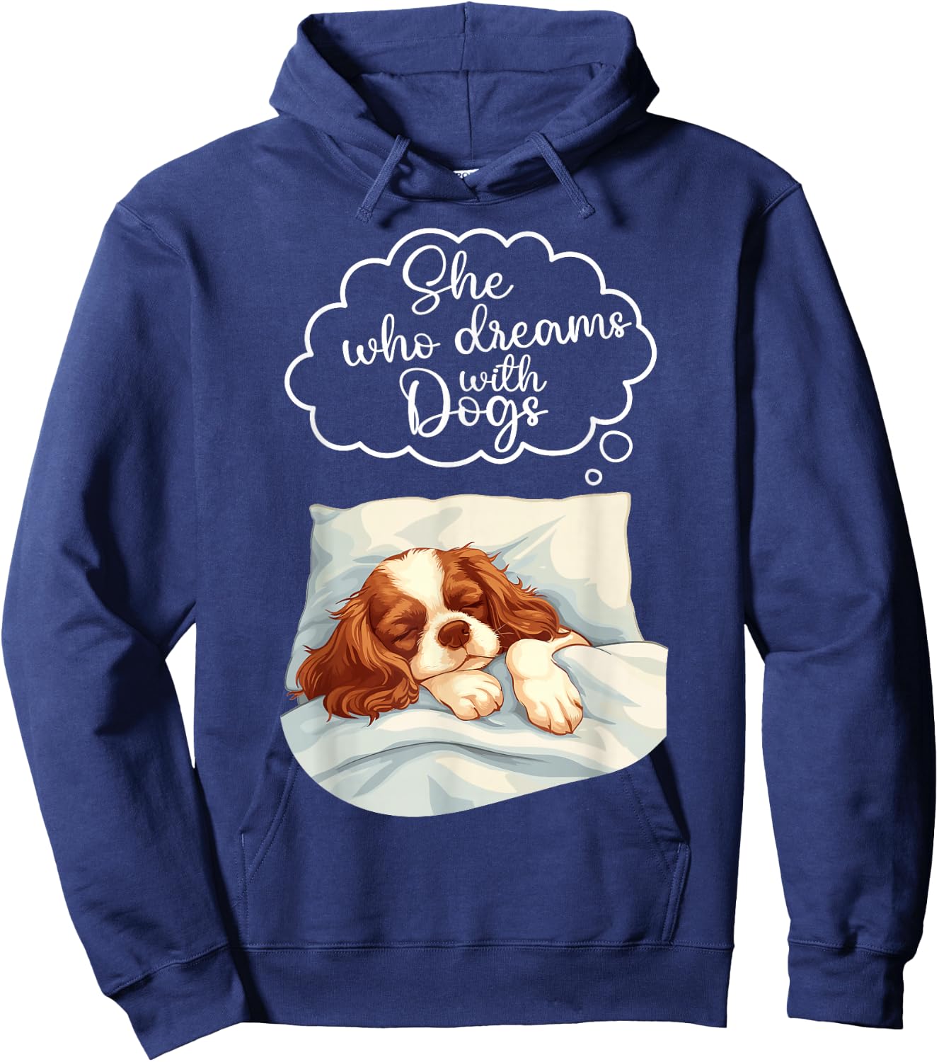 Cavalier King Charles Spaniel Dog Nightgown Pajama Hoodie - Hoodie | Navy