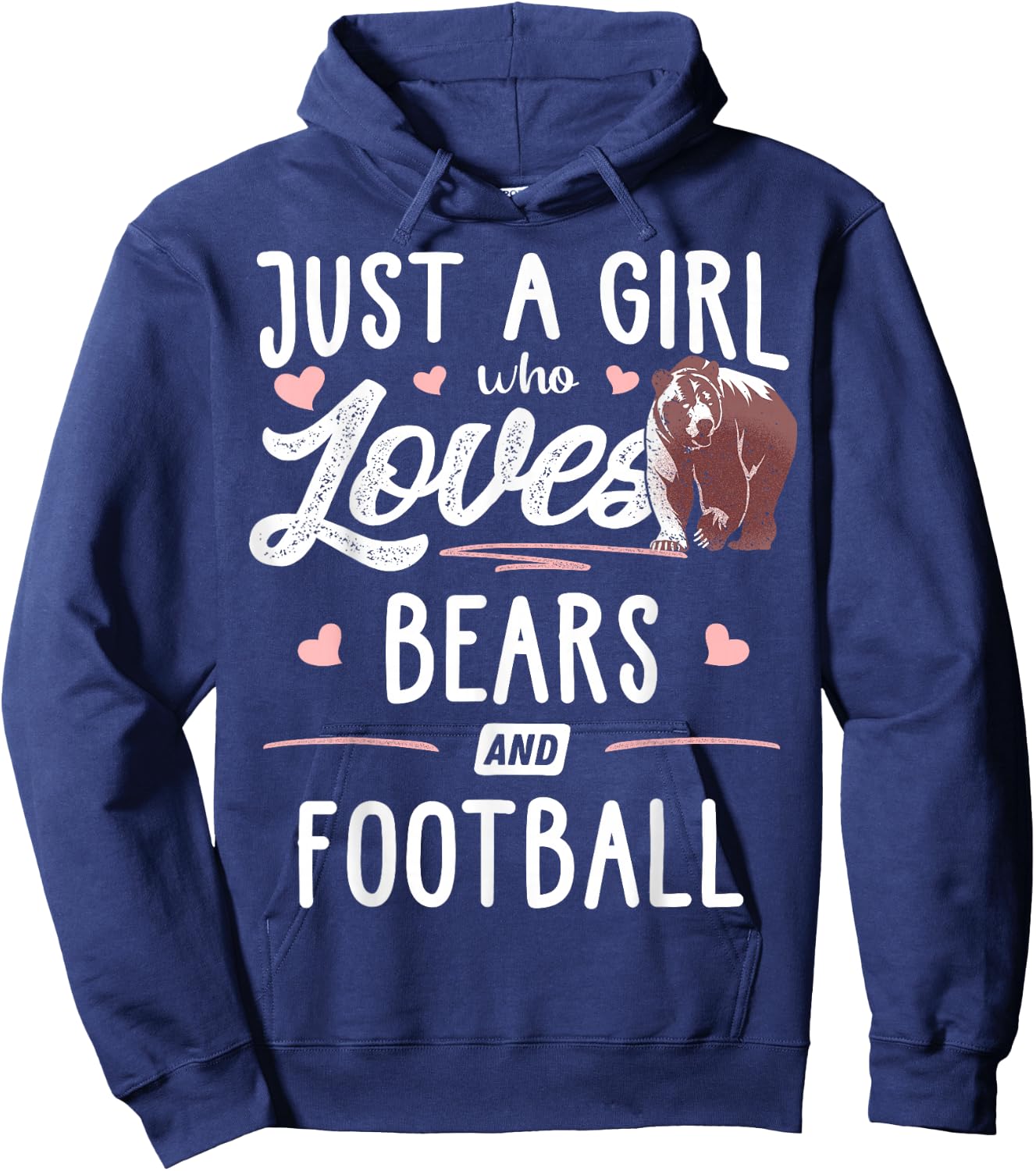Just A Girl Who Loves Bears And Football Gift Bear Hoodie - Hoodie | Navy