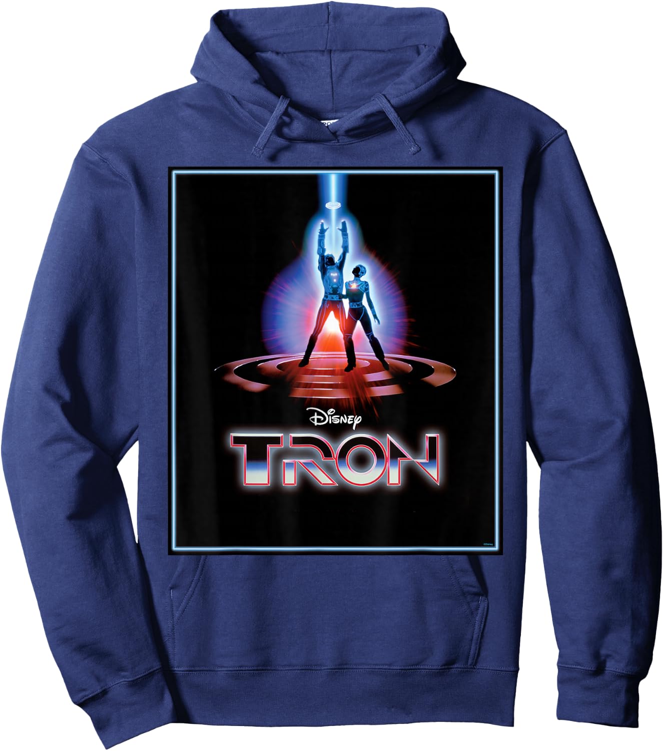 Disney TRON Official 1982 Original Movie Poster Art and Logo , Black, S Hoodie - Hoodie | Navy