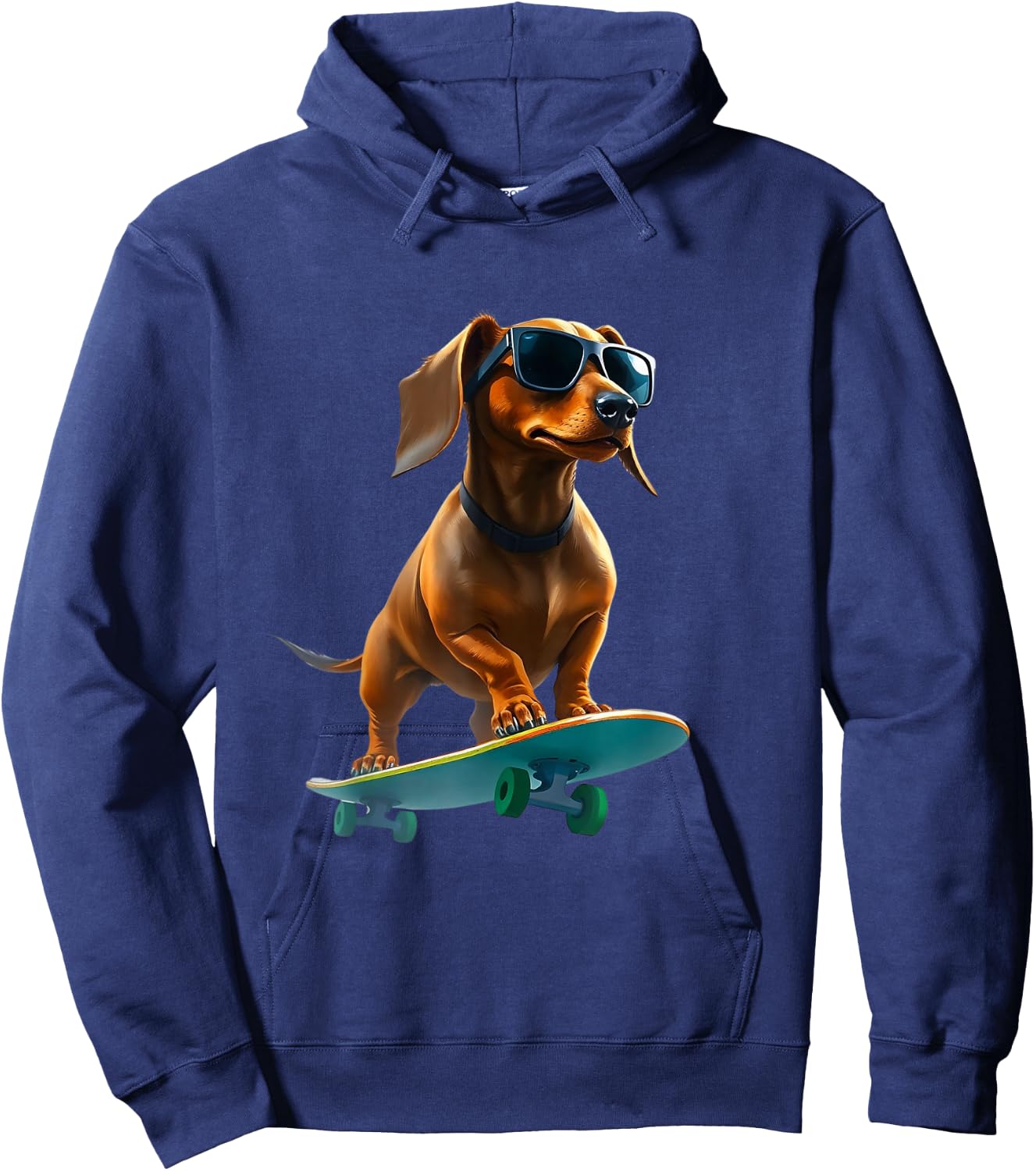 Badger on Skateboard - Funny Dog , Black, S Hoodie - Hoodie | Navy
