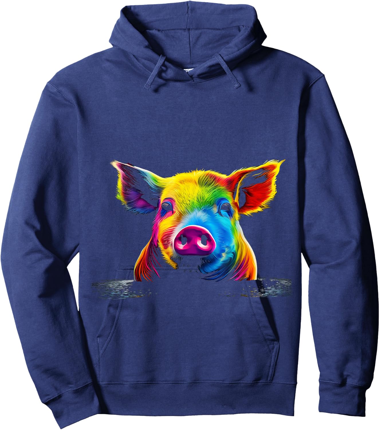 Pig Art Cute Colorful Animal Painting Graphic Pig Hoodie - Hoodie | Navy