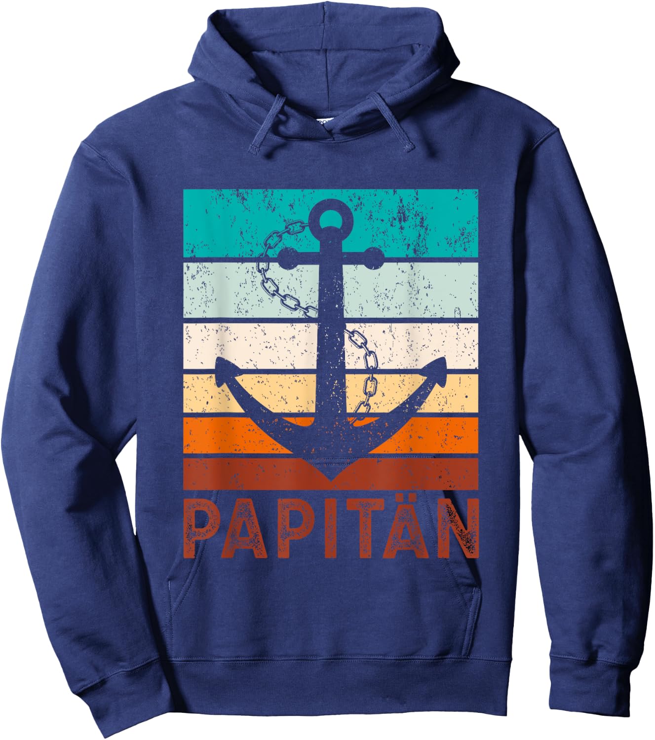 Retro Kapitän Anker Papitän Vater Super Papa Vatertag Hoodie - Hoodie | Navy