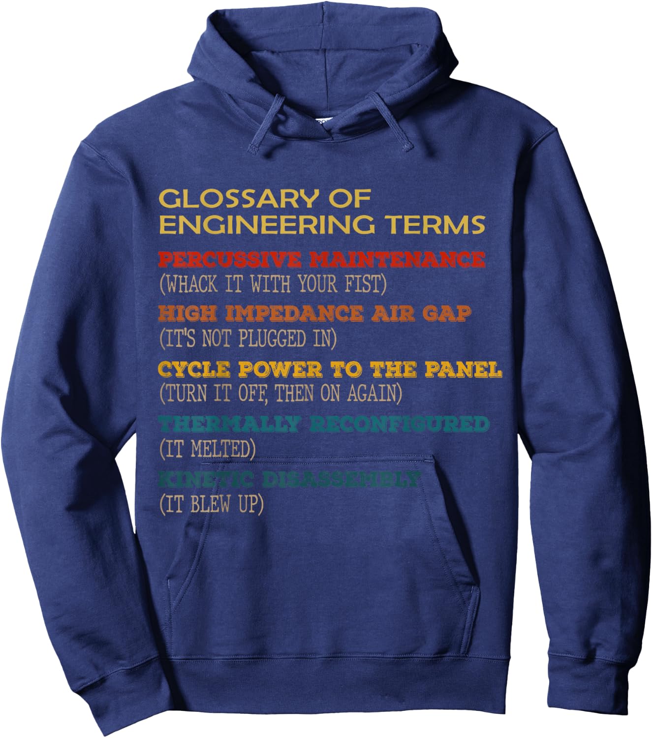 Funny Glossary of Engineering Terms Classic Costume Hoodie - Hoodie | Navy