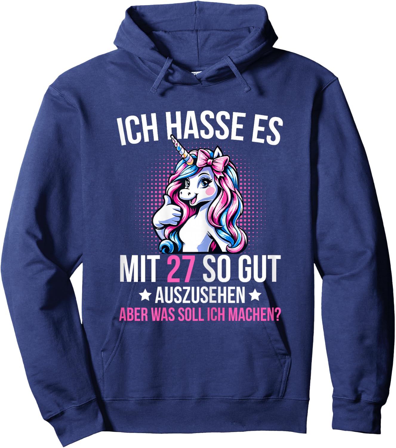 27th Birthday Woman 27 Years Unicorn Decorative , black Hoodie - Hoodie | Navy