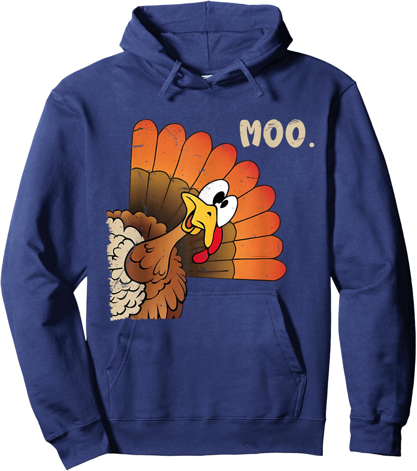 Funny Thanksgiving Cute Turkey Moo I'm A Cow Men Women Kids Hoodie - Hoodie | Navy