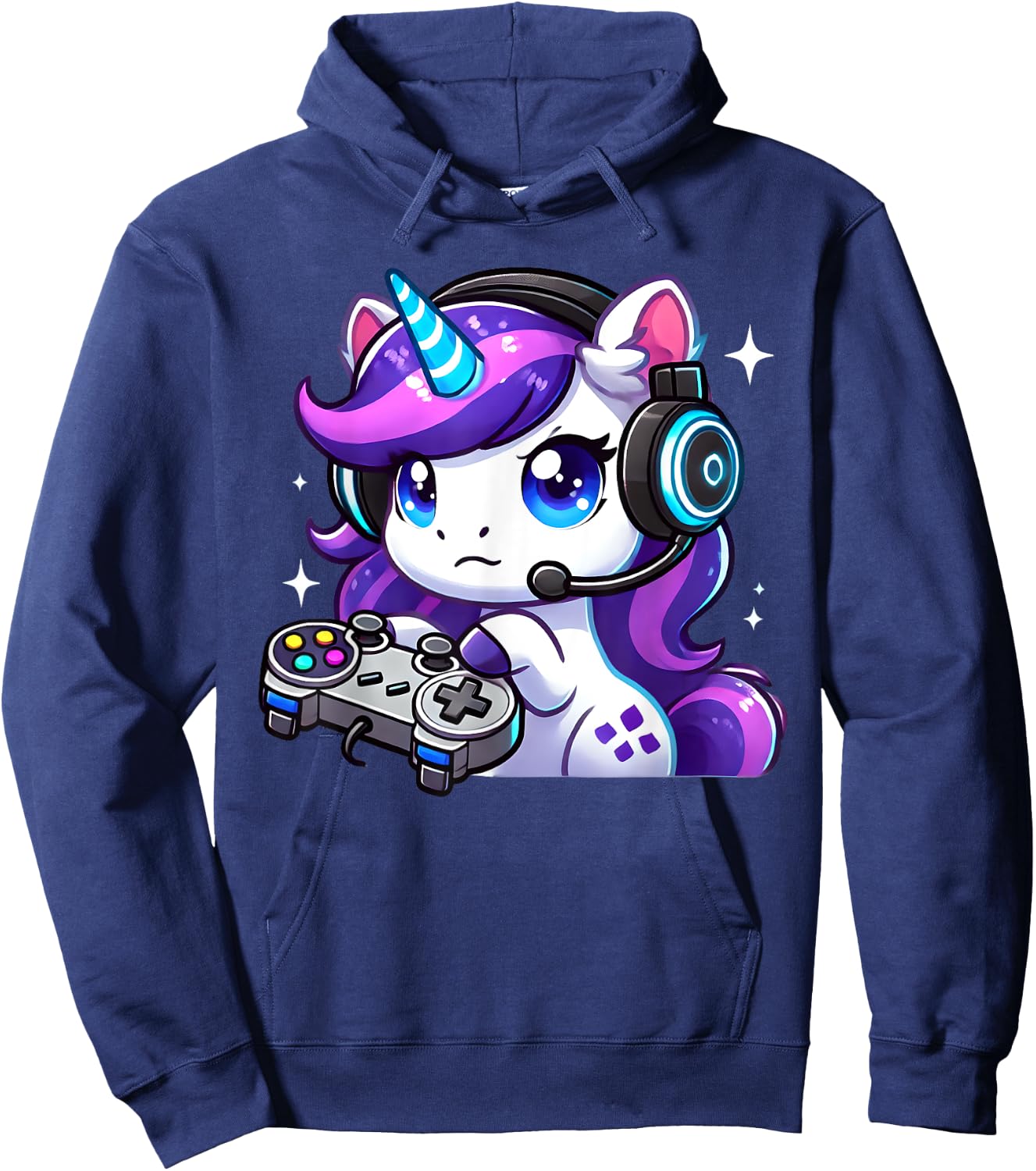 Toddler Boys Cute Unicorn Playing Video Games for Gamers Hoodie - Hoodie | Navy
