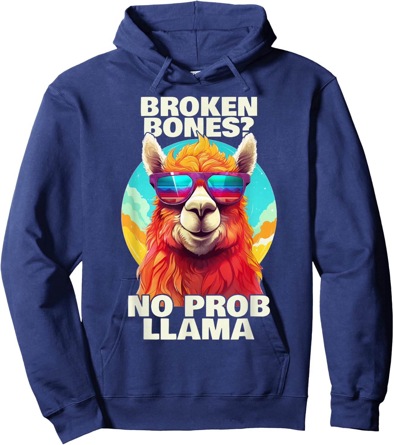 Broken Bones No Probllama Funny Recovery Gift Hoodie - Hoodie | Navy