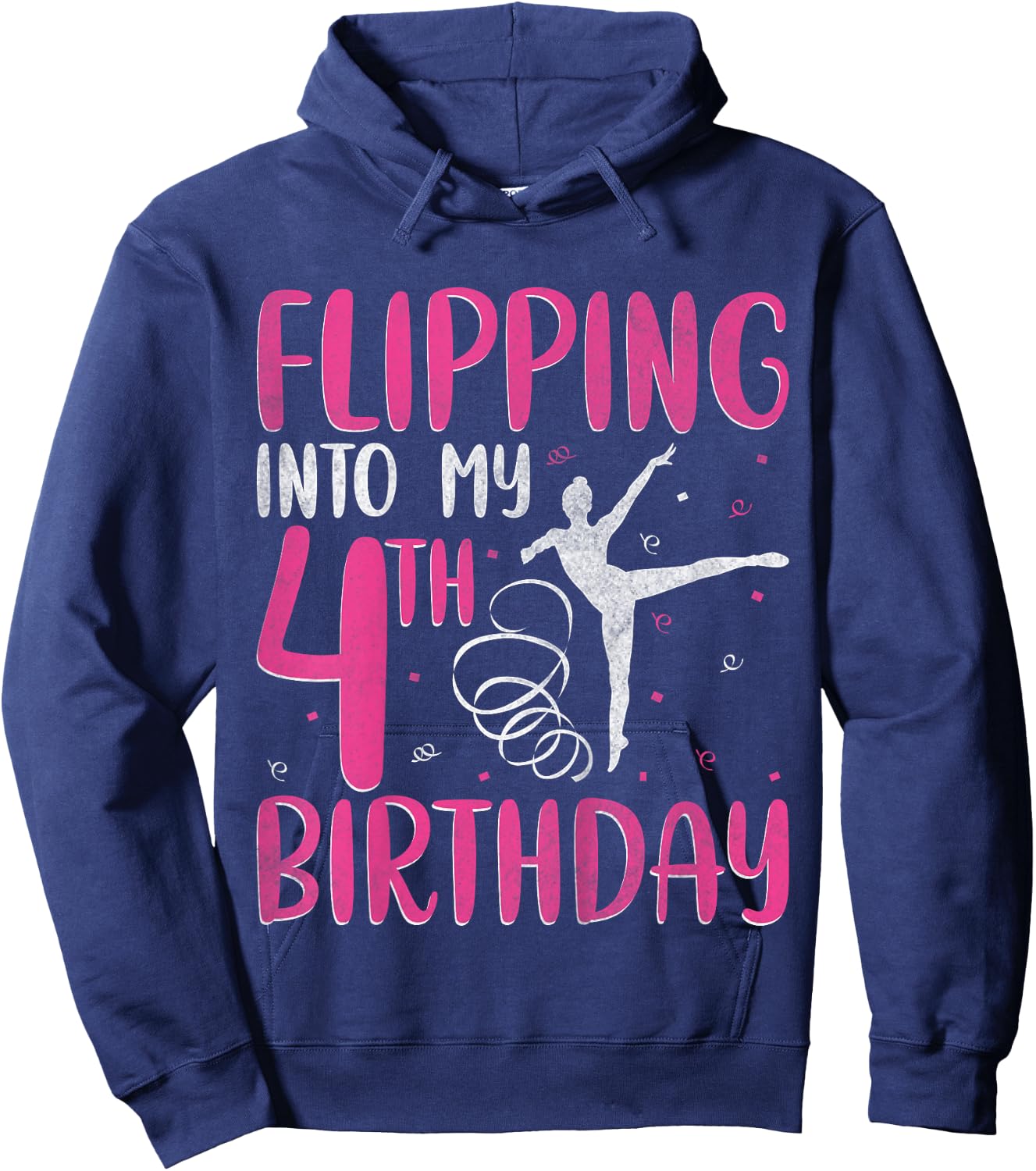 Gymnast Flipping Into 4th Birthday Gymnastics 4 Years Old Hoodie - Hoodie | Navy