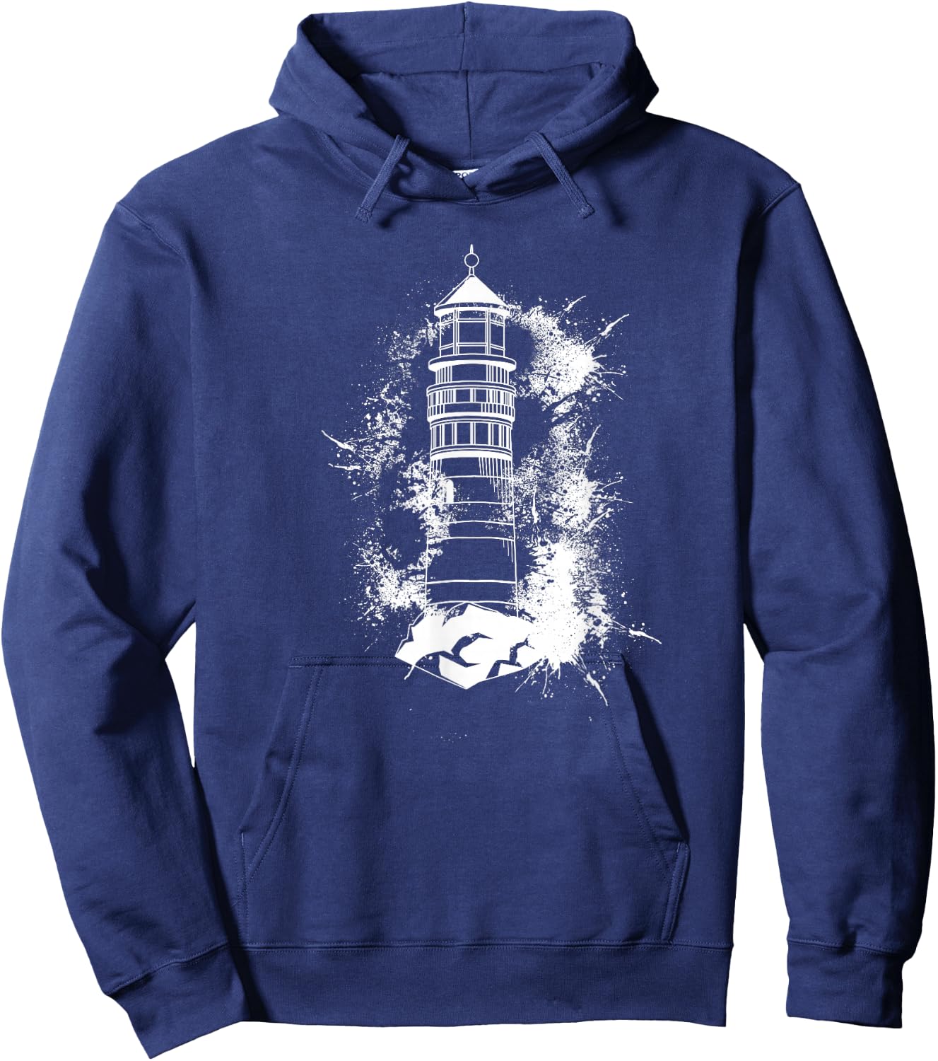 Lighthouse Sea Light Seagulls Coast Harbour Maritime Lighthouse, black, s Hoodie - Hoodie | Navy