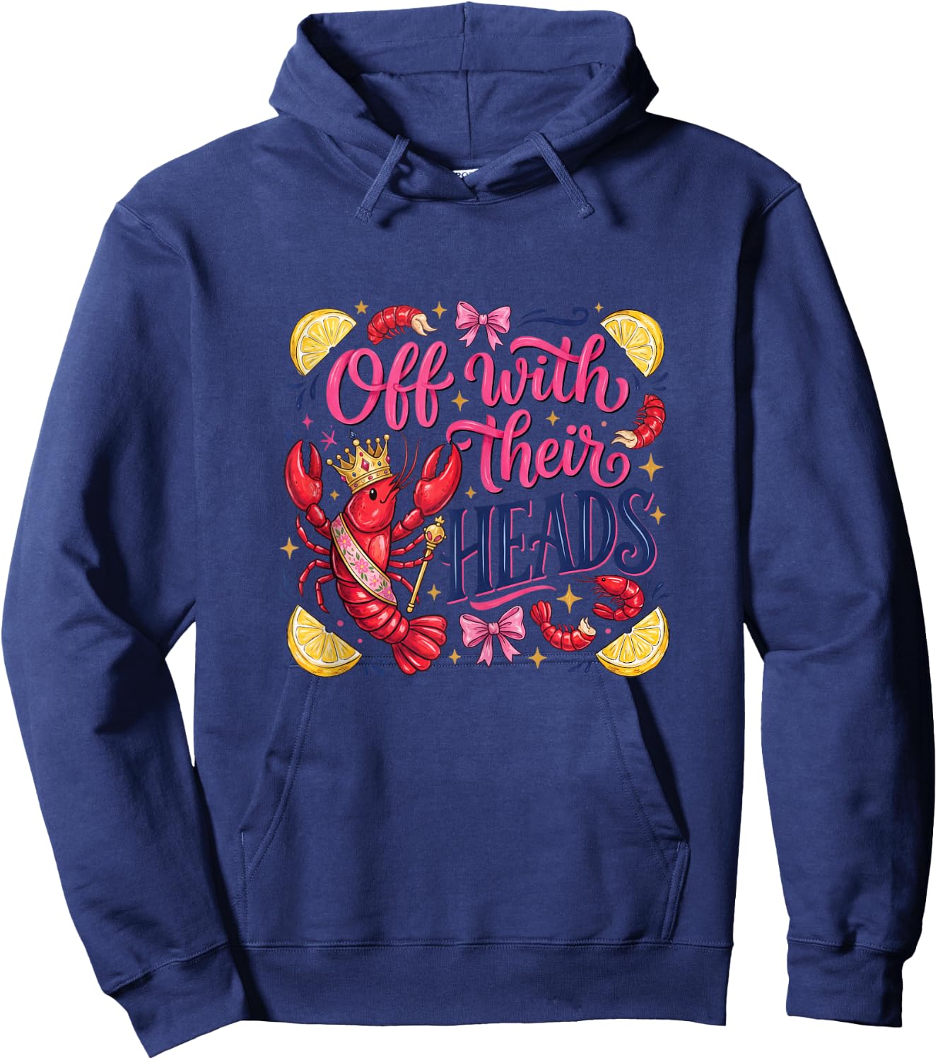 Funny Crawfish Boil Off with Their Heads Vintage Men Women Hoodie - Hoodie | Navy