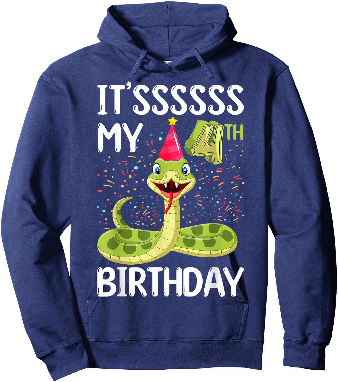 4th Birthday snake Party 4 Year Old snake lover B-day Hoodie - Hoodie | Navy