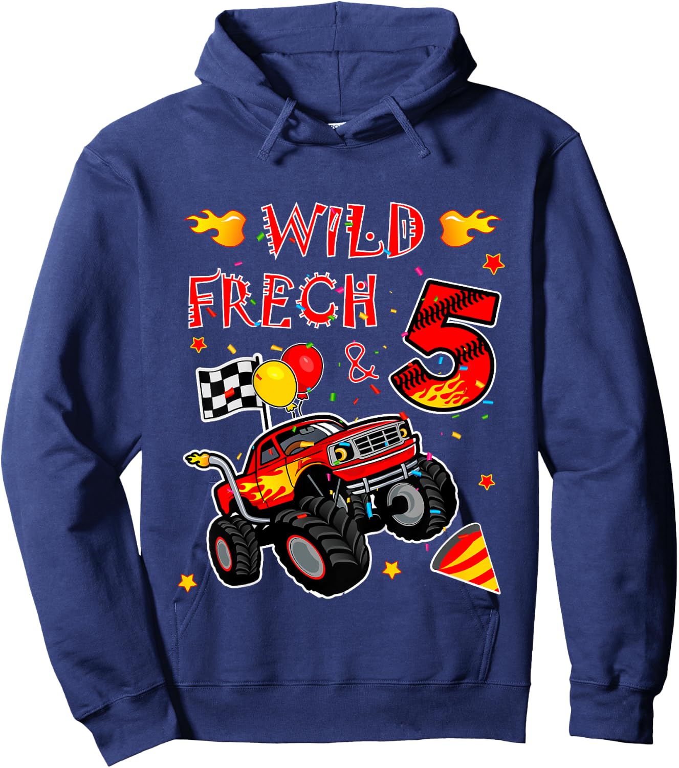 Geburtstag Monster Truck - Wild frech und Fünf - Junge 5 Hoodie - Hoodie | Navy