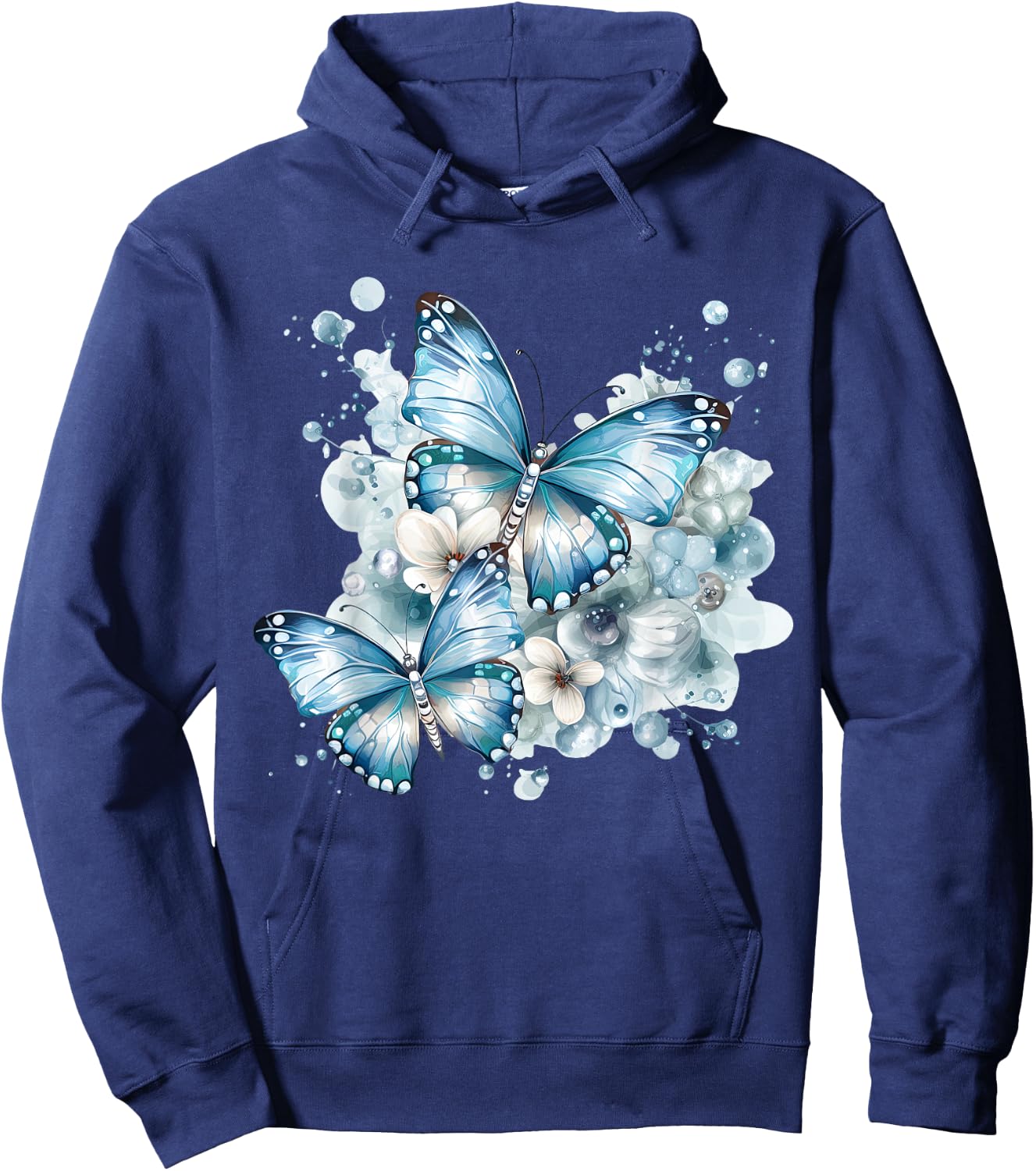Schmetterlinge mit Blumen in blau Schmetterlinge für Damen Hoodie - Hoodie | Navy