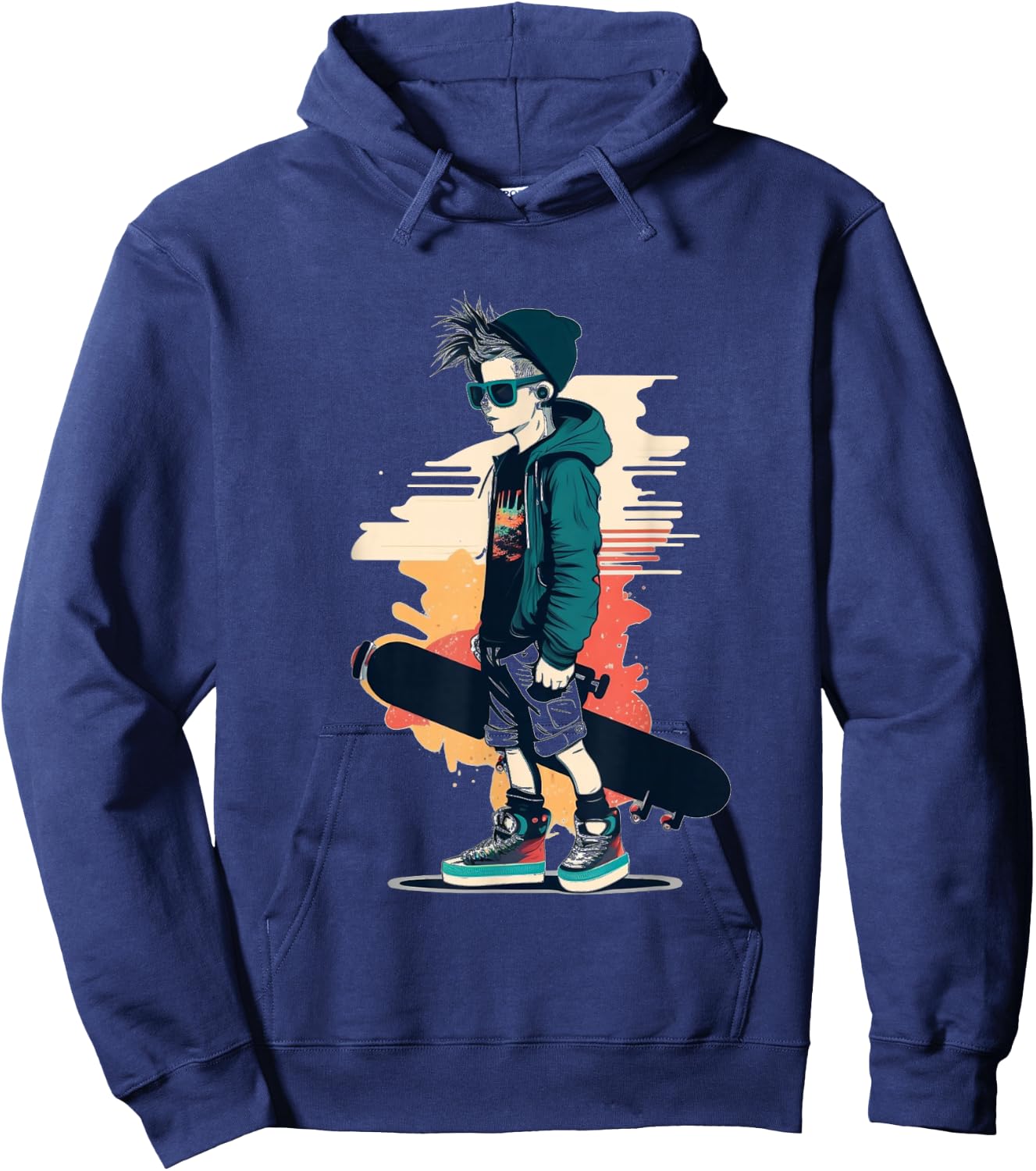 Cool Skateboard Boy , black Hoodie - Hoodie | Navy