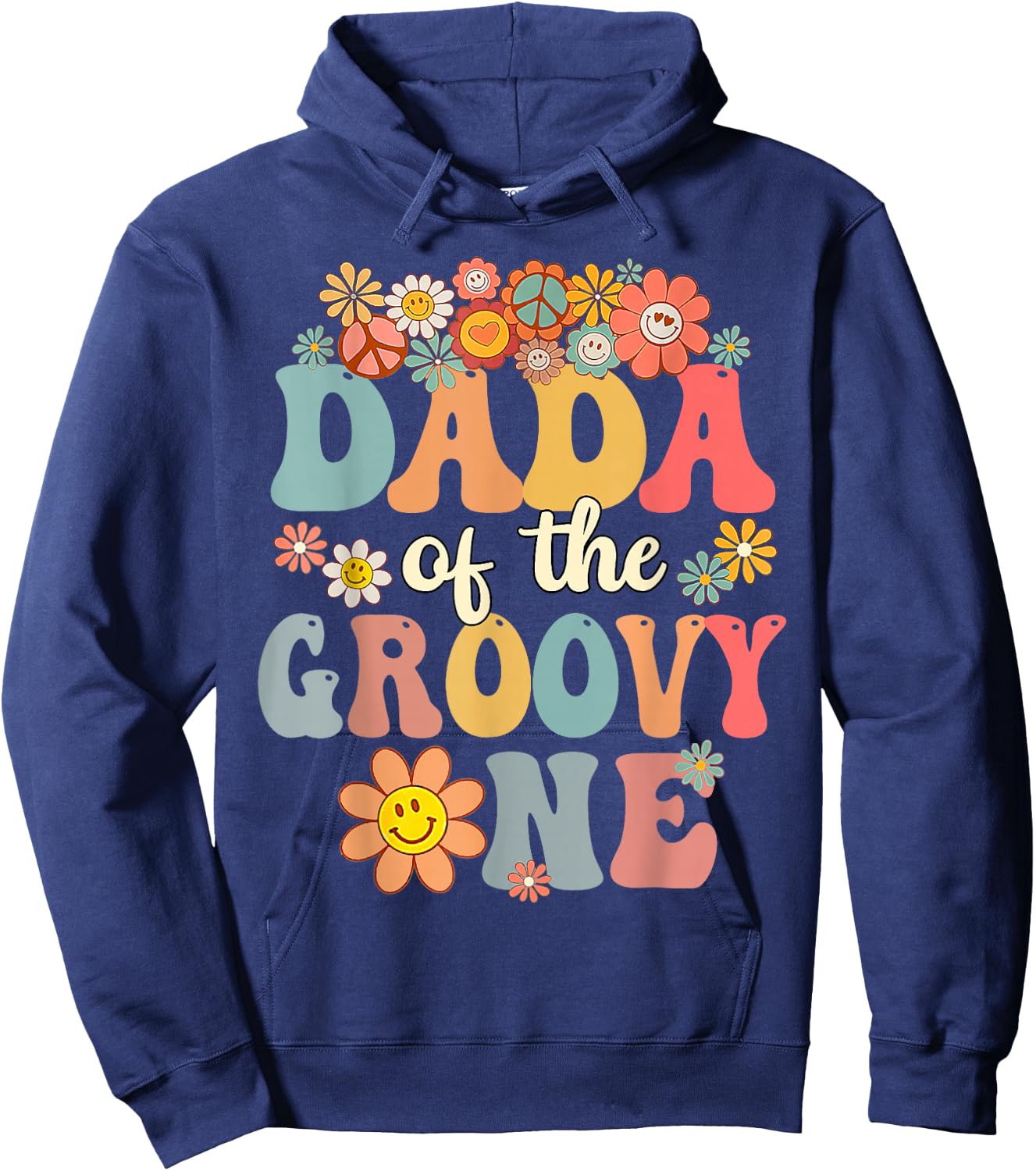 Retro Dada of Groovy One Matching Family 1st Birthday Party Hoodie - Hoodie | Navy