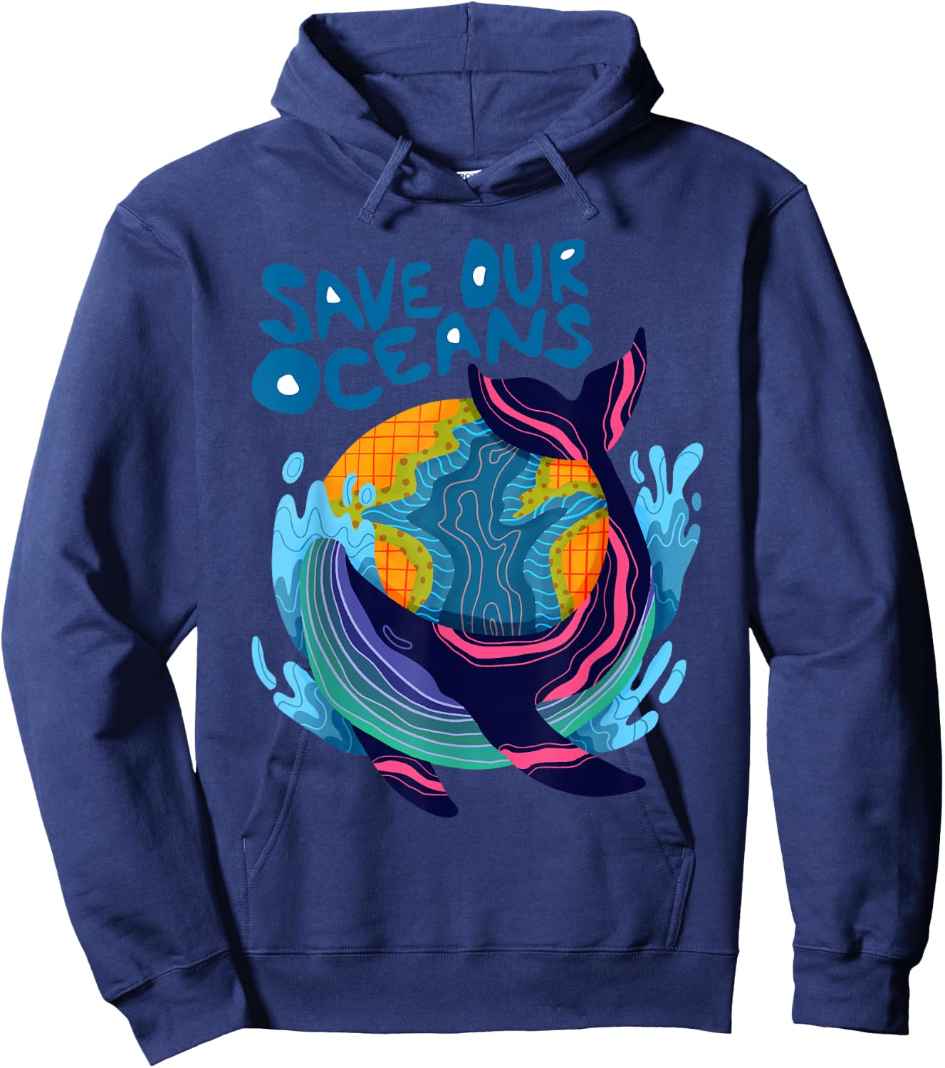 Whale Climate Change Save Our Oceans Hoodie - Hoodie | Navy