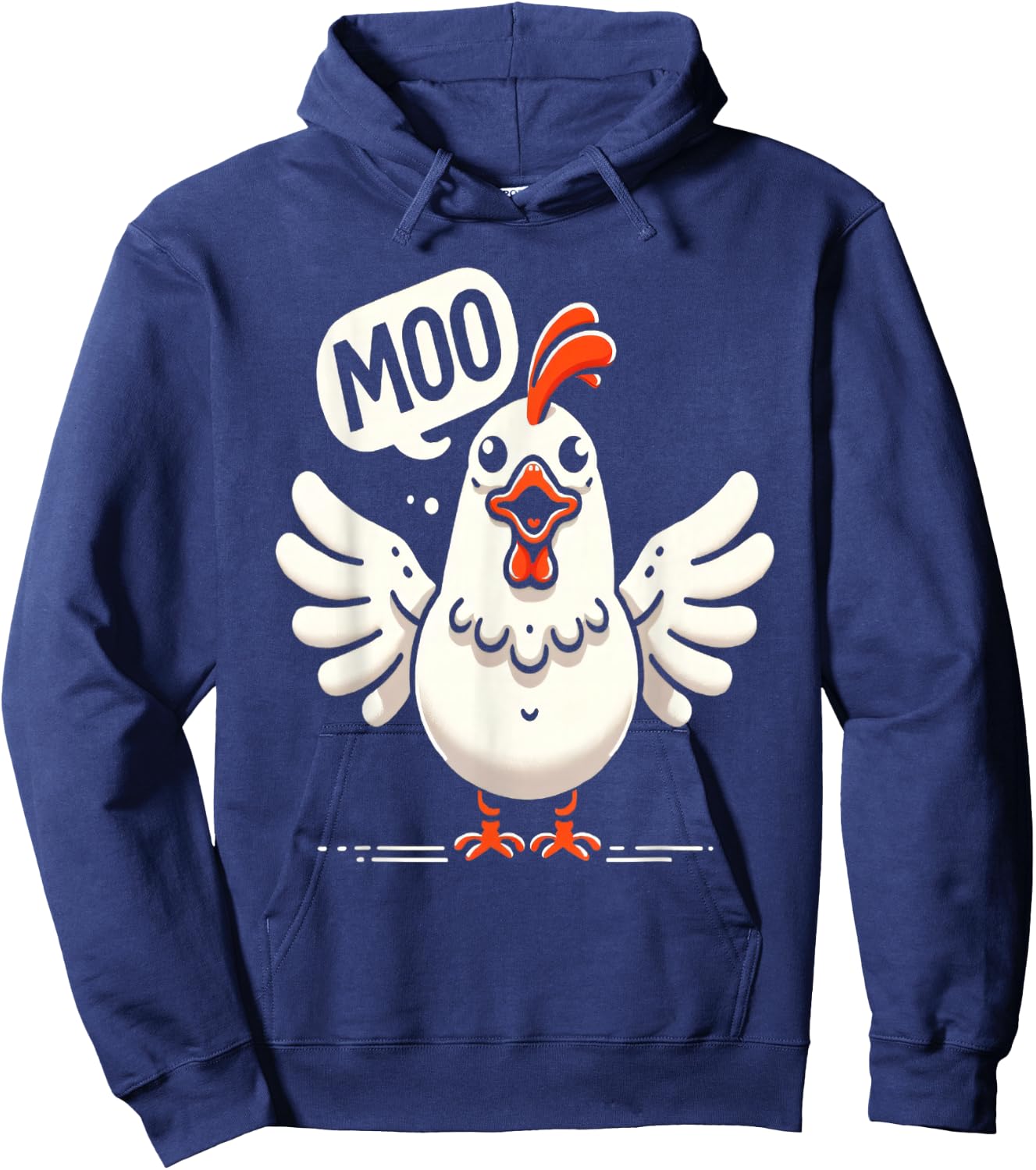 Moo Says the Chicken - Comical Cow-Chicken Fusion Graphic Hoodie - Hoodie | Navy