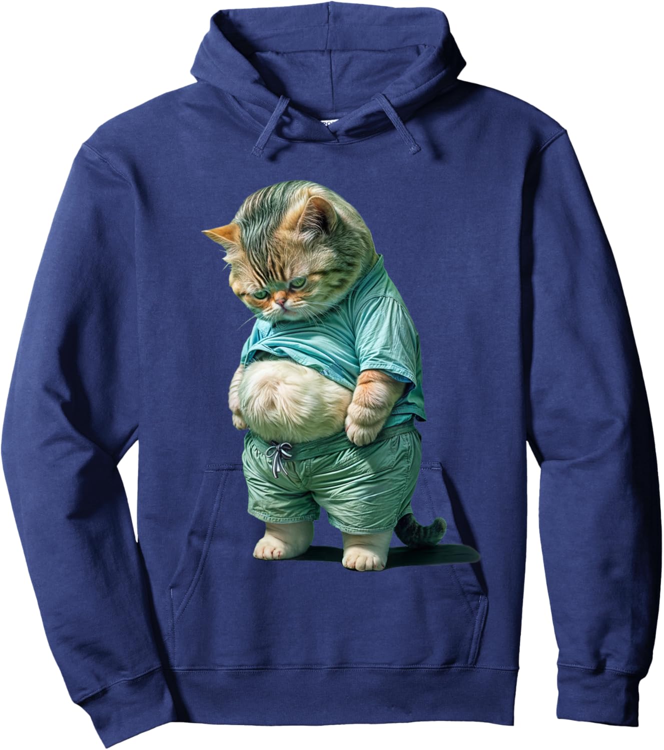 Funny Fat Cat IA Art Design Fat Kitten Cat Lover Hoodie - Hoodie | Navy