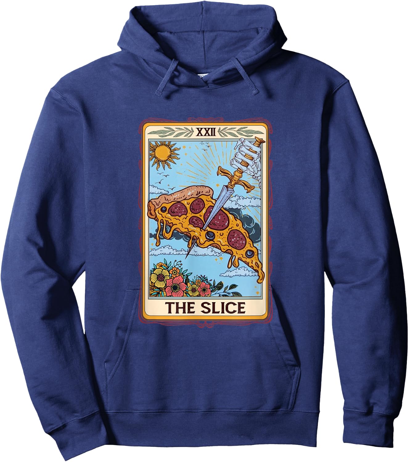 The Slice Tarot Card Funny Pizza Slice Pizza Lover Italian , black Hoodie - Hoodie | Navy