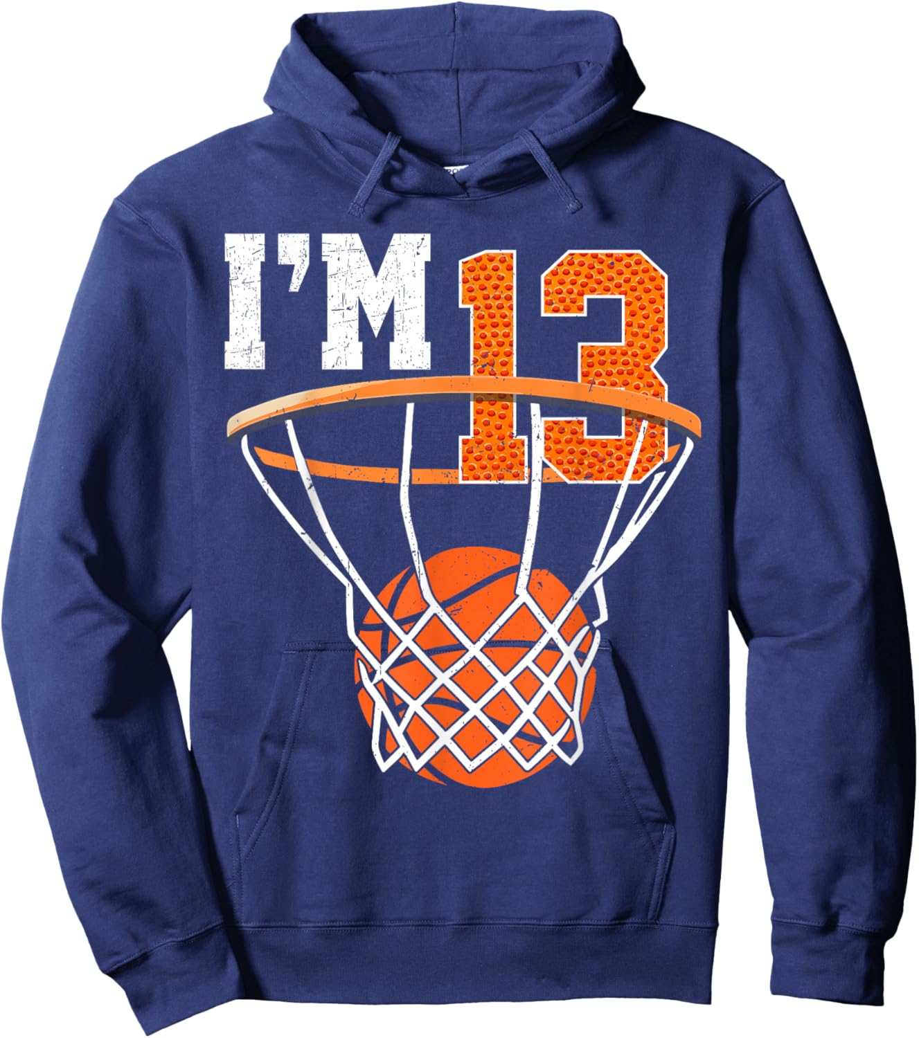 13th Birthday Shirt Boys Basketball 13 Year Old Teenager Hoodie - Hoodie | Navy